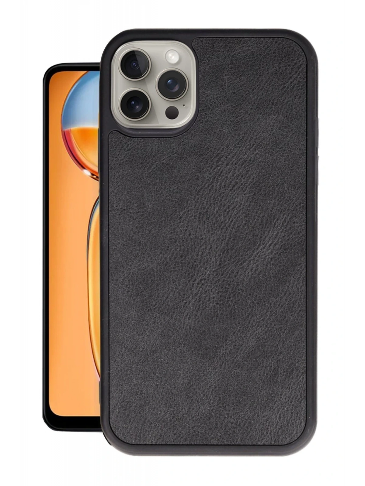 Newface Apple iPhone 15 Pro Max Kılıf Aras Deri Kapak - Siyah