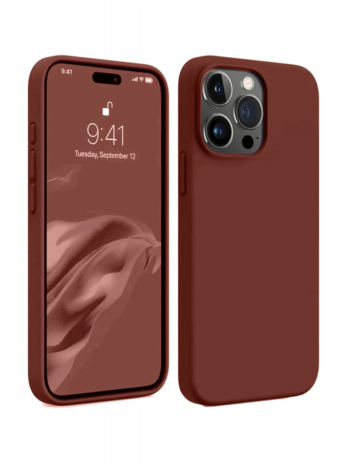 Newface Apple iPhone 15 Pro Max Kılıf First Silikon - Bordo