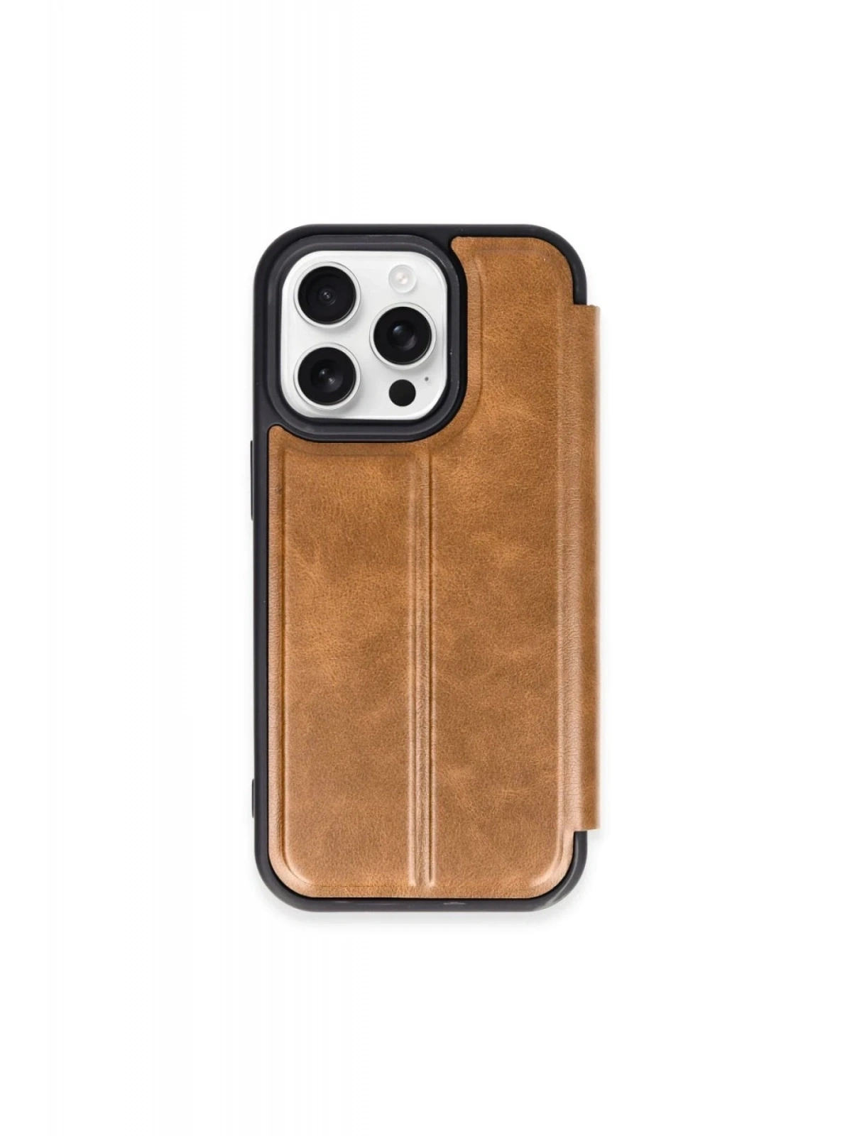 Newface Apple iPhone 15 Pro Max Kılıf Flip Cover - Taba