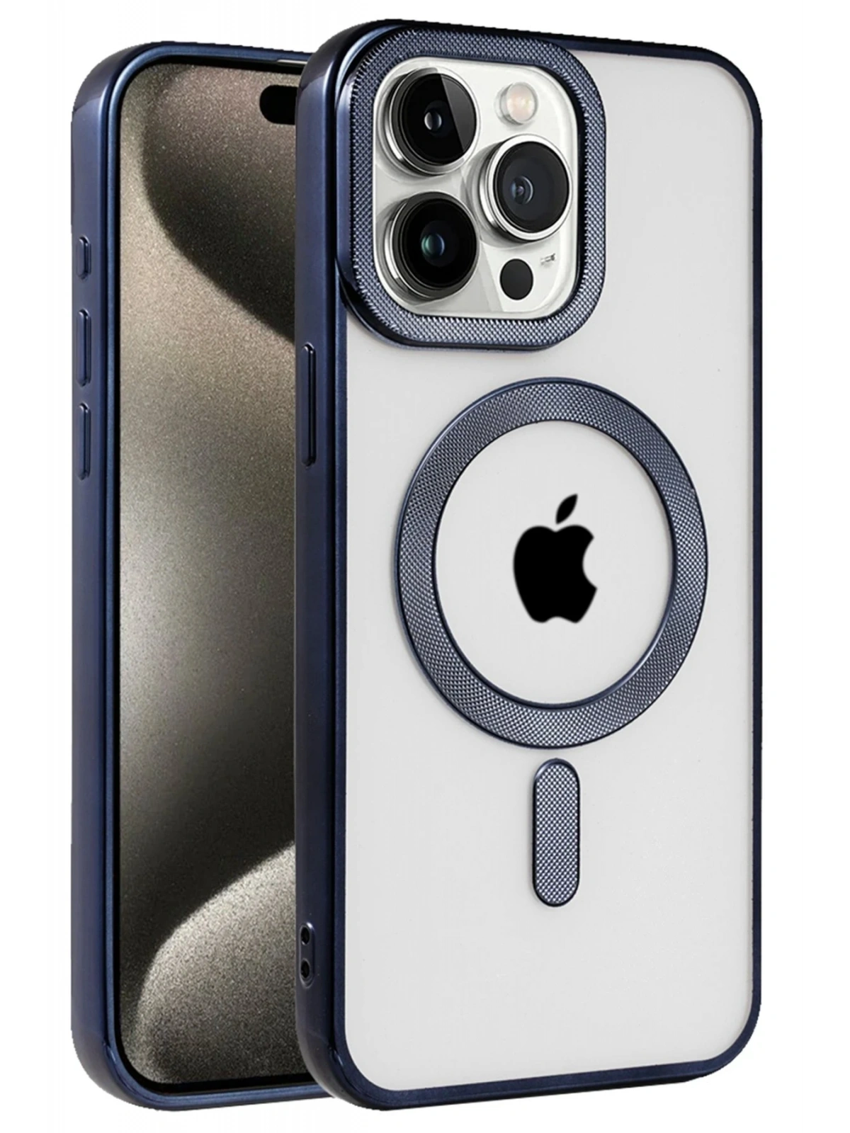 Newface Apple iPhone 15 Pro Max Kılıf Kronos Magsafe Kapak - Lacivert