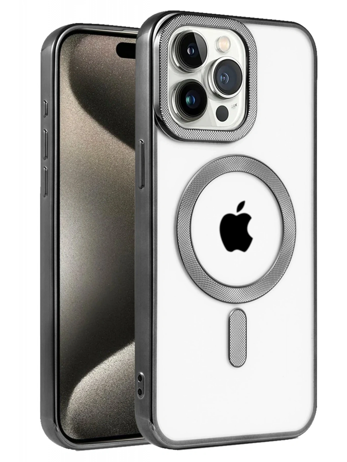 Newface Apple iPhone 15 Pro Max Kılıf Kronos Magsafe Kapak - Siyah