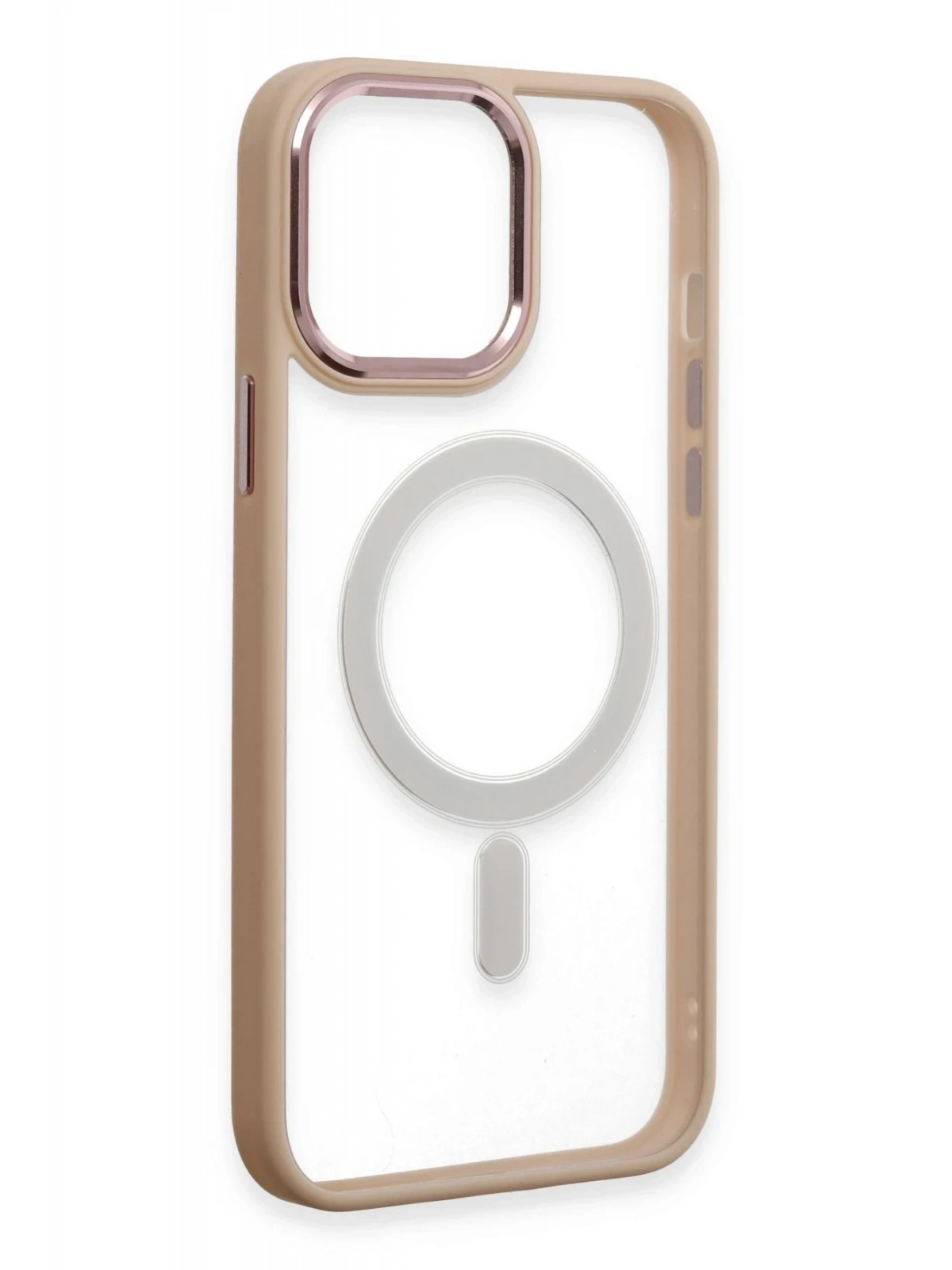 Newface Apple iPhone 15 Pro Max Kılıf Room Magneticsafe Silikon - Pudra