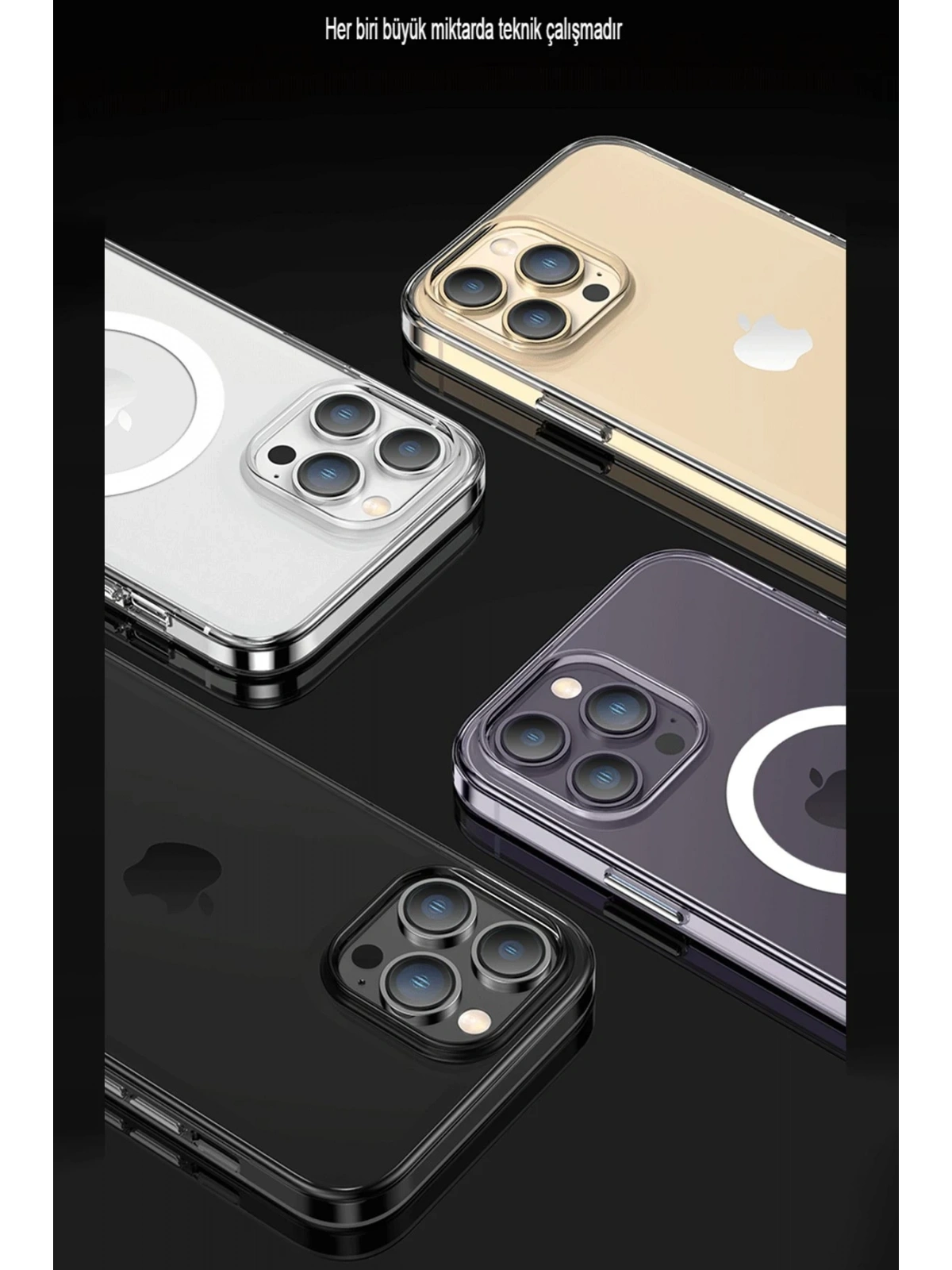 Newface Apple iPhone 15 Pro Max Kılıf Tron Şeffaf Magsafe Kapak - Şeffaf