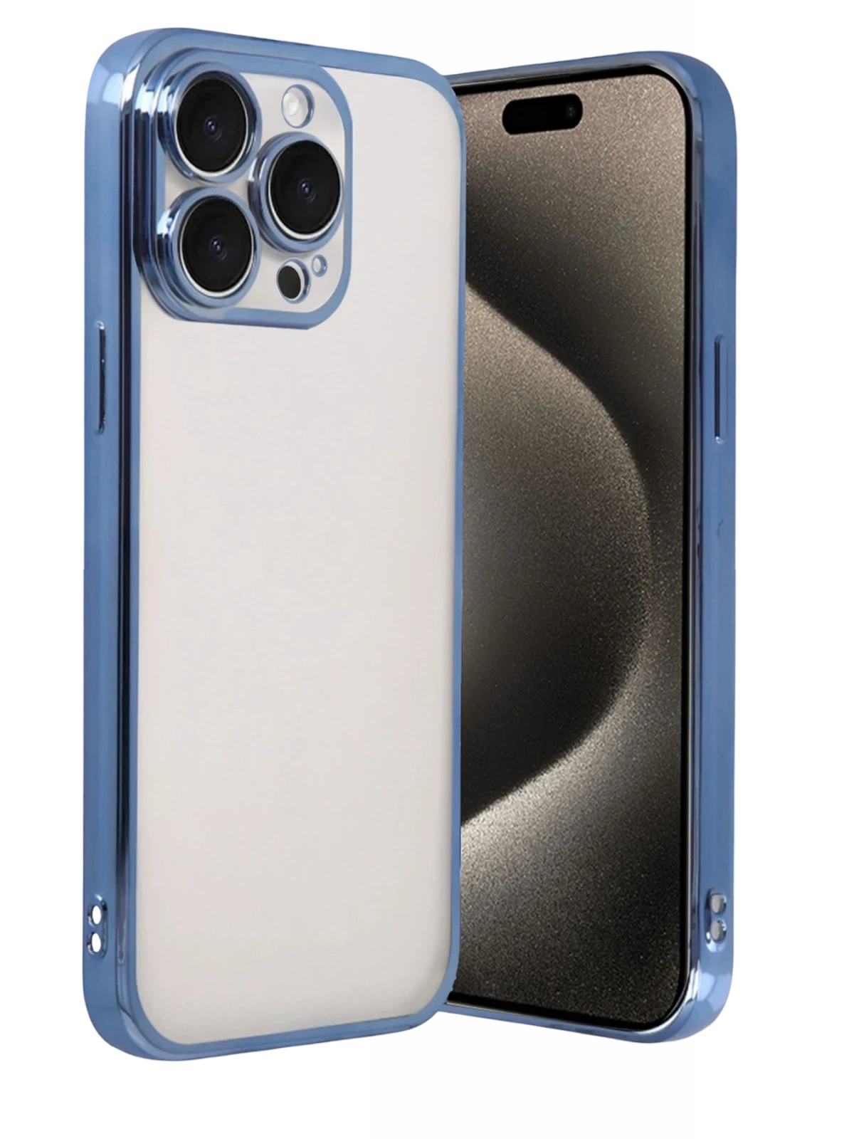 Newface Apple iPhone 15 Pro Max Razer Lensli Silikon - Açık Mavi