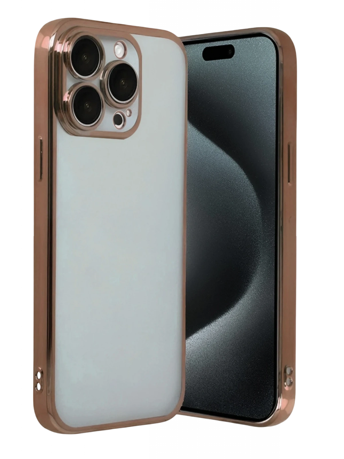 Newface Apple iPhone 15 Pro Max Razer Lensli Silikon - Çöl Titanyum