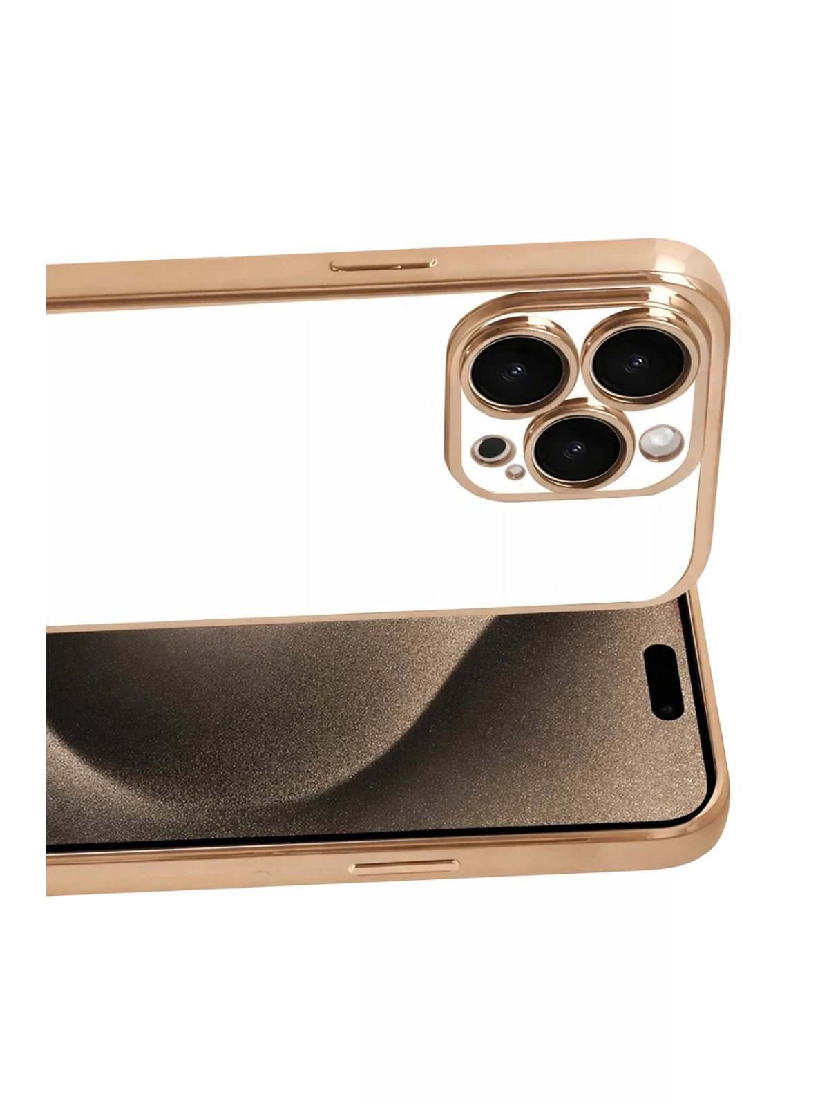 Newface Apple iPhone 15 Pro Max Razer Lensli Silikon - Gold