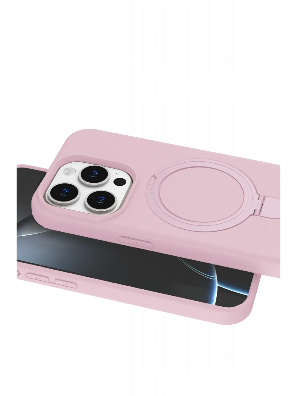 Newface Apple iPhone 15 Pro Max Regal Magsafe Standlı Kapak - Açık Pembe