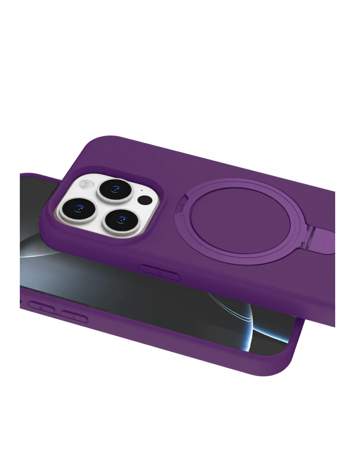 Newface Apple iPhone 15 Pro Max Regal Magsafe Standlı Kapak - Derin Mor