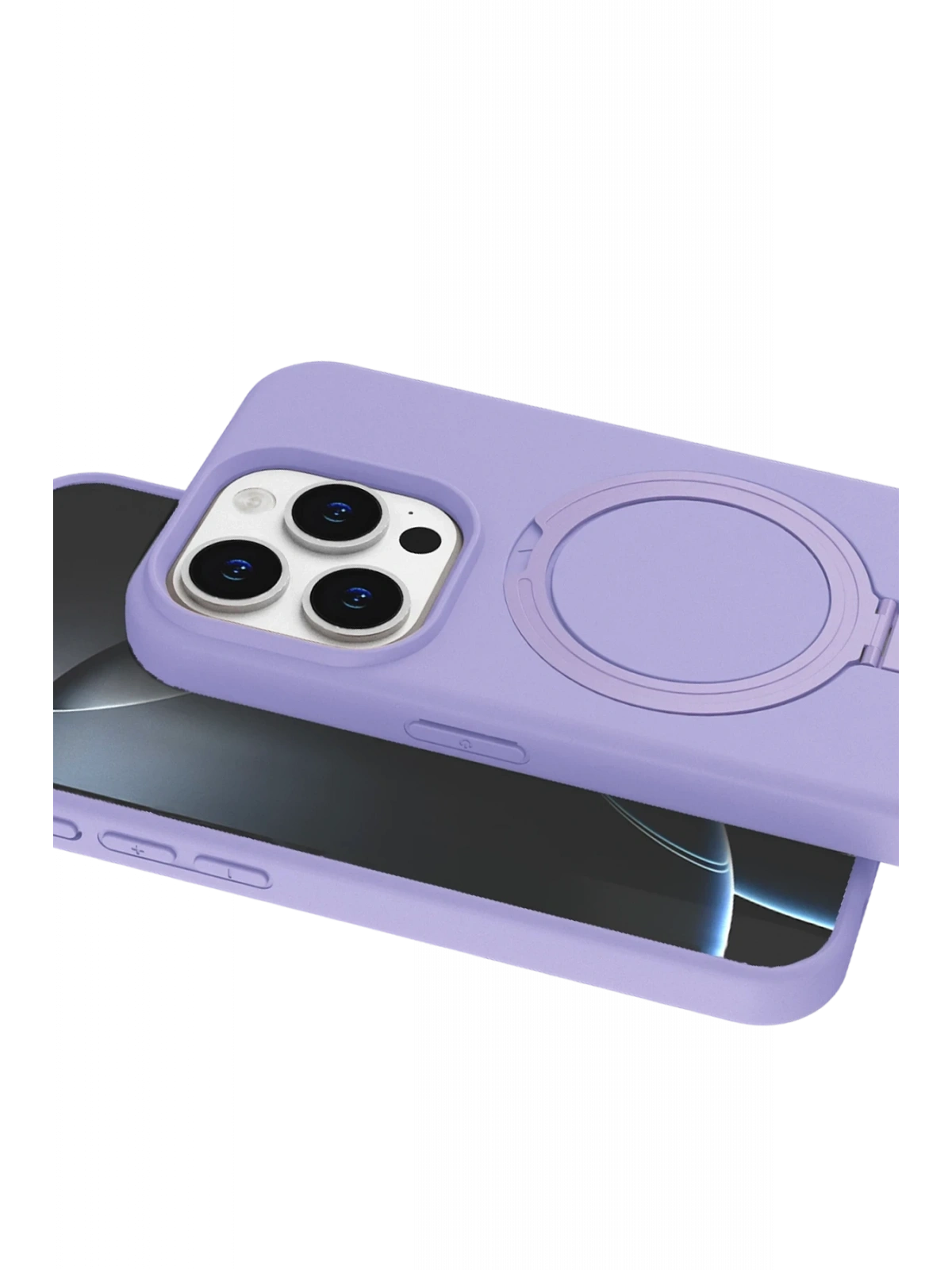 Newface Apple iPhone 15 Pro Max Regal Magsafe Standlı Kapak - Lila