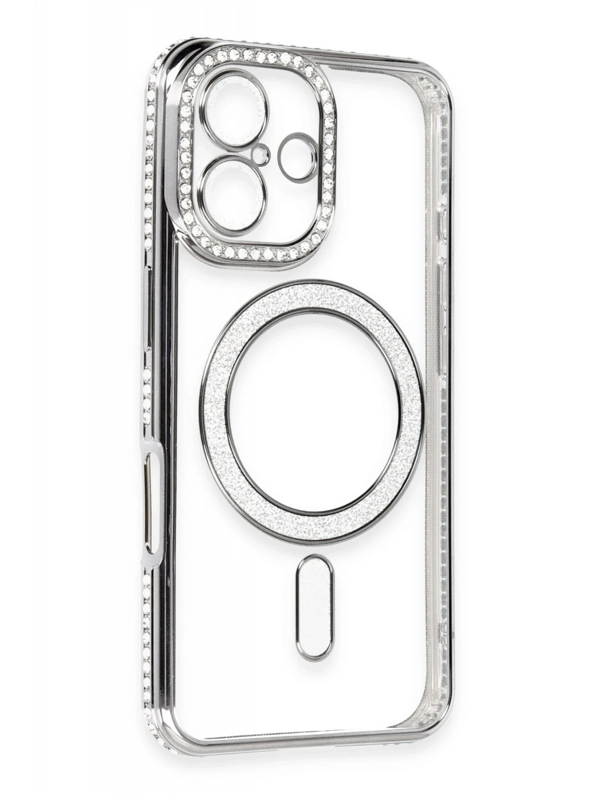 Newface Apple iPhone 16 Kılıf Joke Simli Magneticsafe Kılıf - Gri