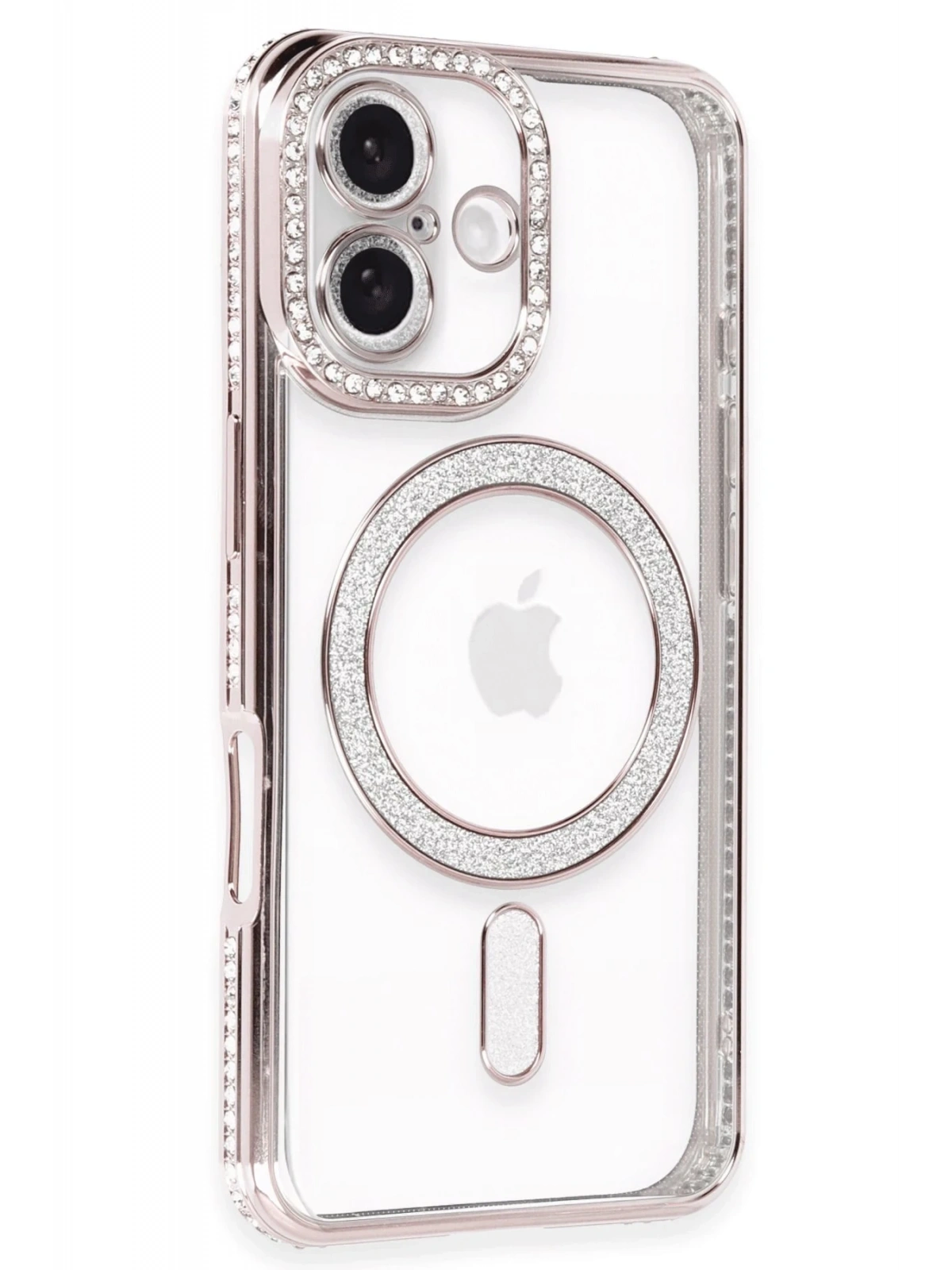 Newface Apple iPhone 16 Kılıf Joke Simli Magneticsafe Kılıf - Pembe