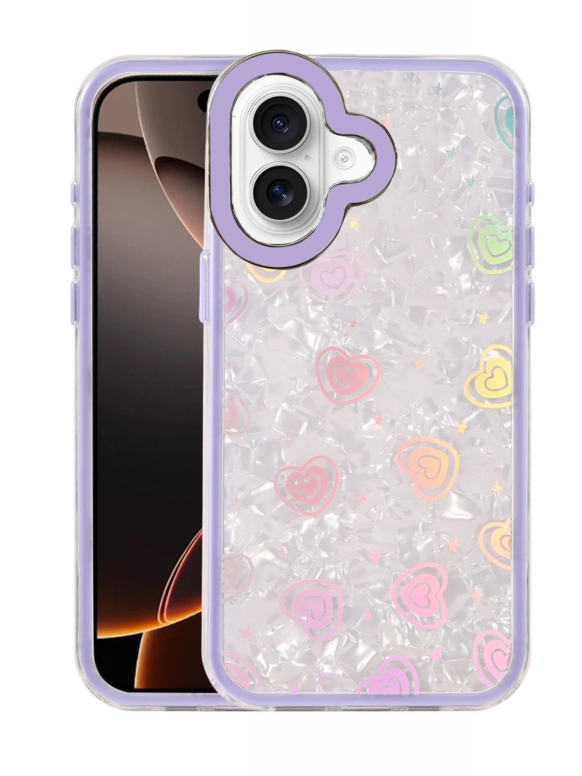 Newface Apple iPhone 16 Lumi Desenli Kapak - Mor
