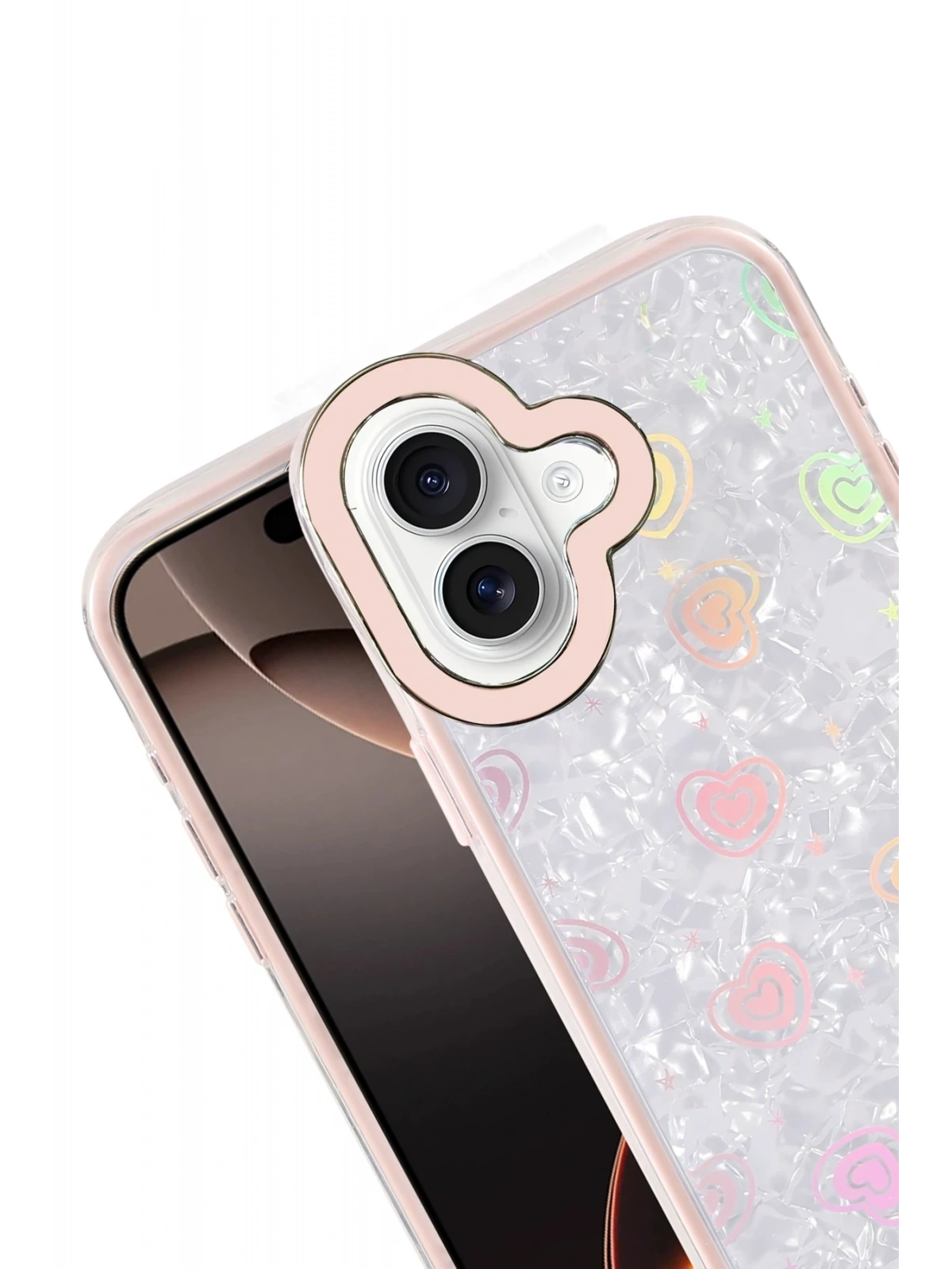 Newface Apple iPhone 16 Lumi Desenli Kapak - Pembe