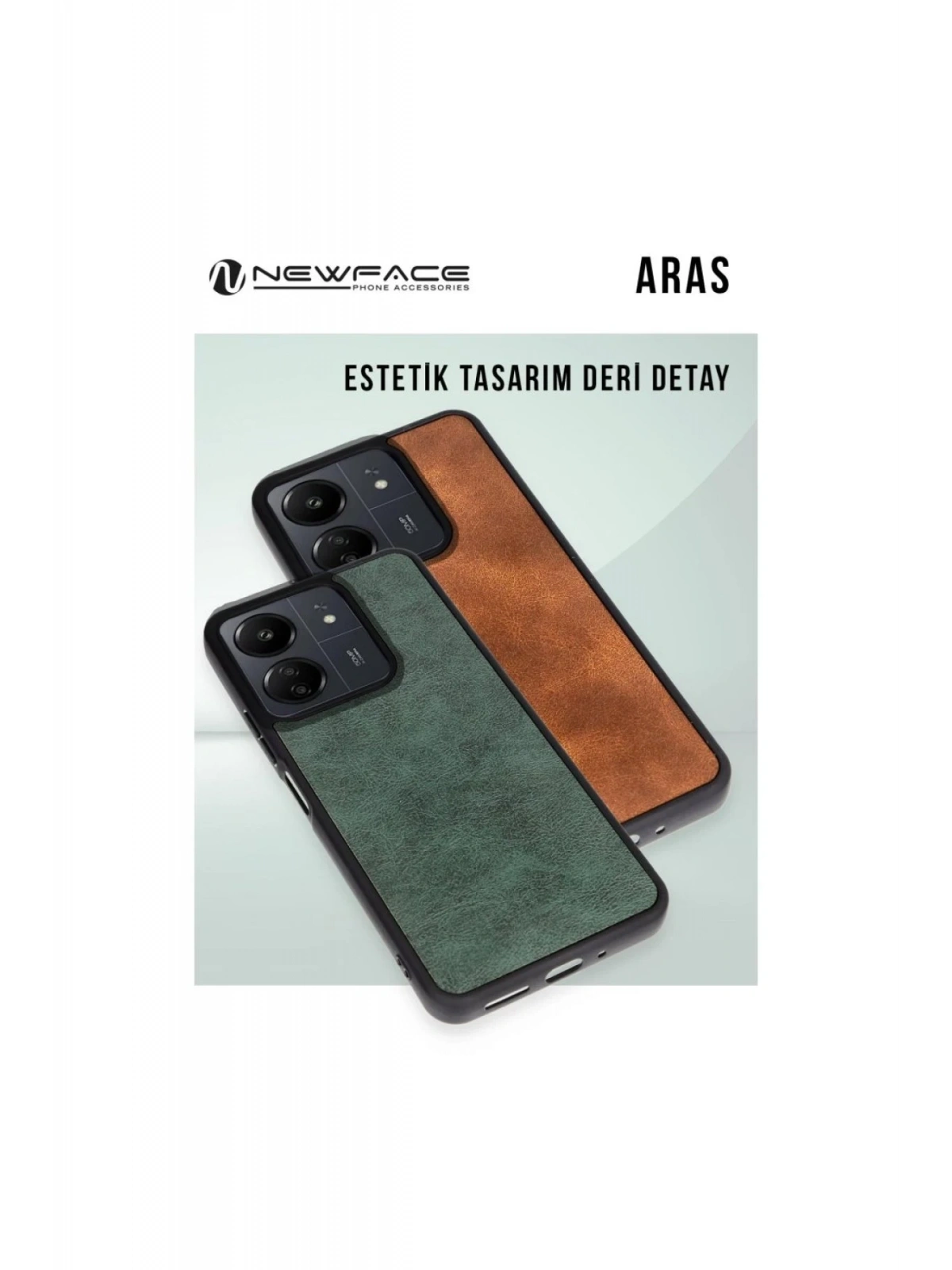 Newface Apple iPhone 16 Plus Kılıf Aras Deri Kapak - Taba