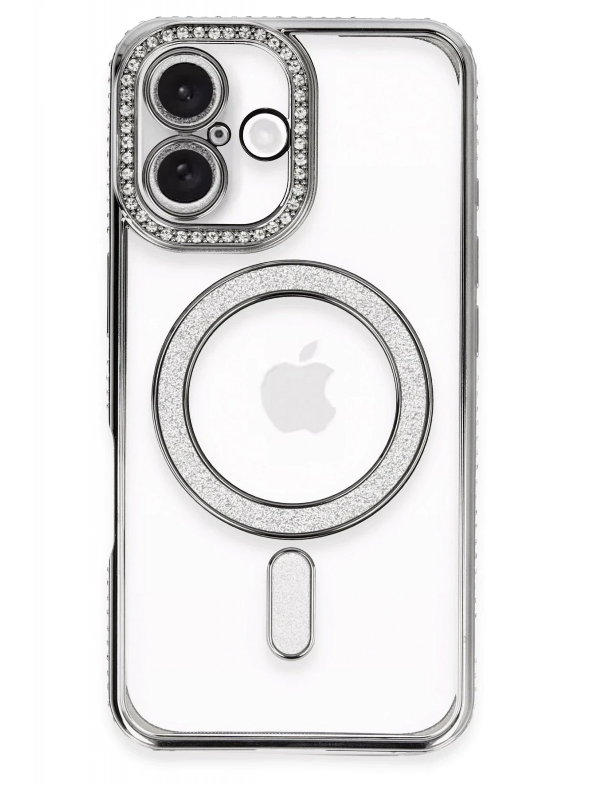 Newface Apple iPhone 16 Plus Kılıf Joke Simli Magneticsafe Kılıf - Gri