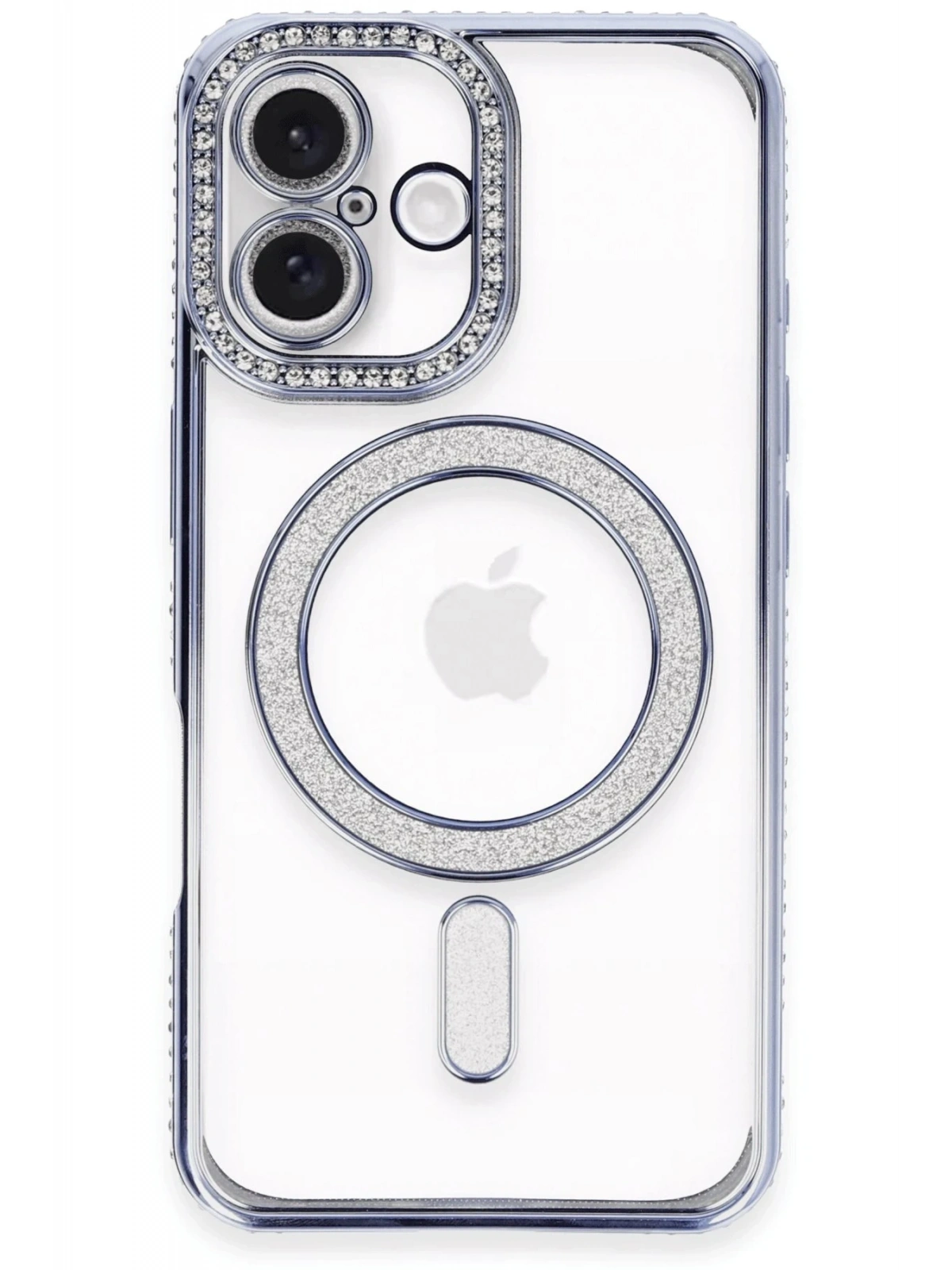 Newface Apple iPhone 16 Plus Kılıf Joke Simli Magneticsafe Kılıf - Mavi