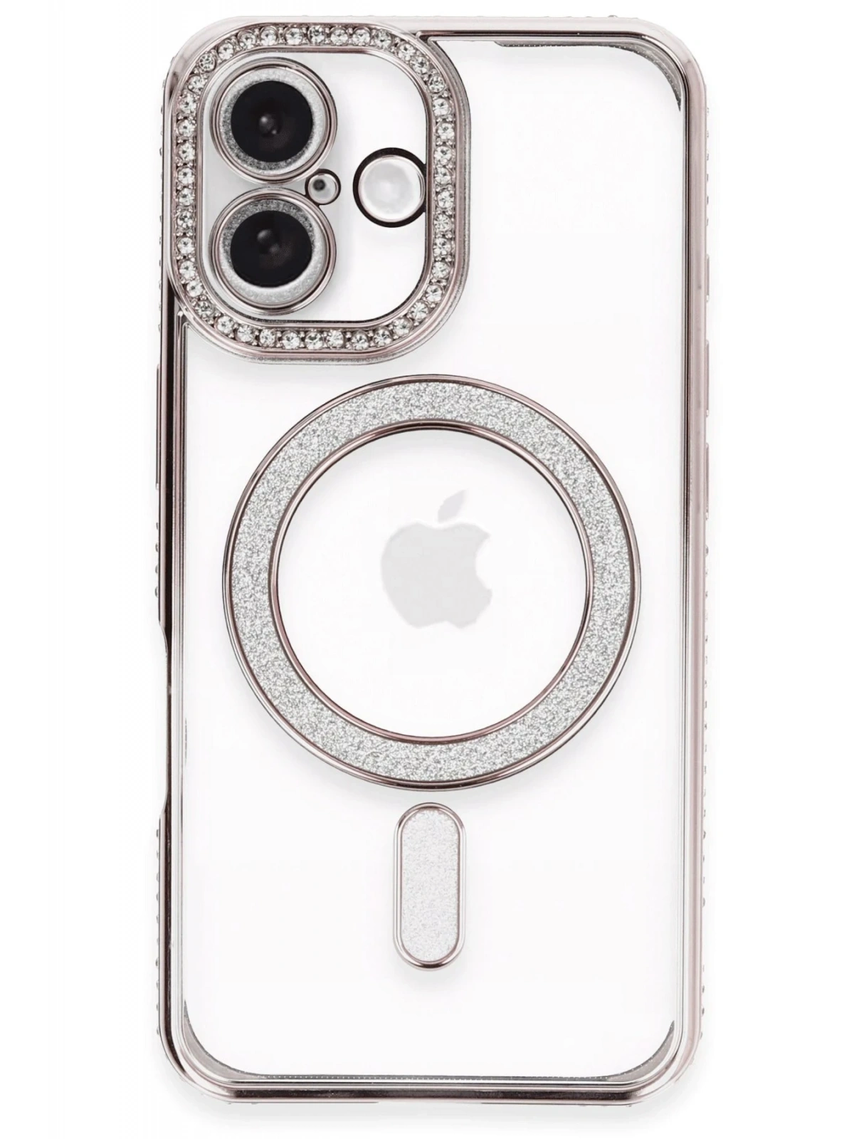 Newface Apple iPhone 16 Plus Kılıf Joke Simli Magneticsafe Kılıf - Pembe