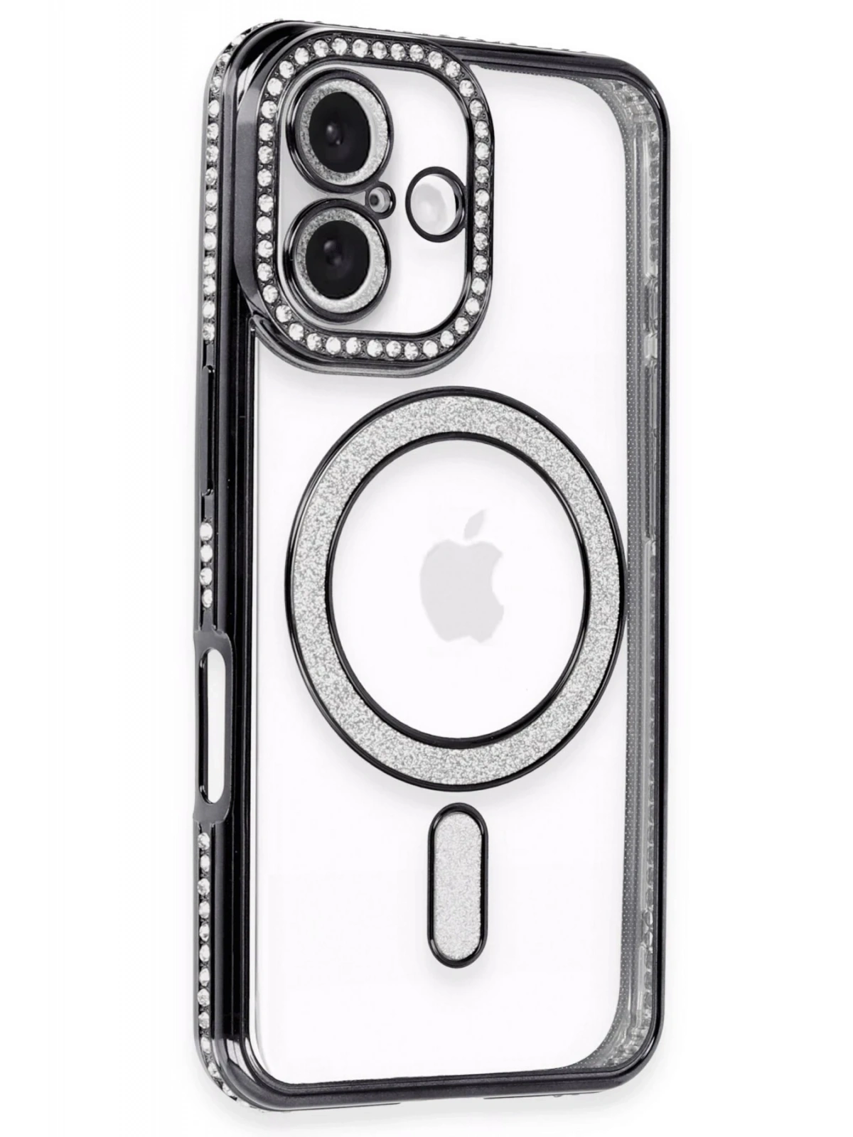 Newface Apple iPhone 16 Plus Kılıf Joke Simli Magneticsafe Kılıf - Siyah