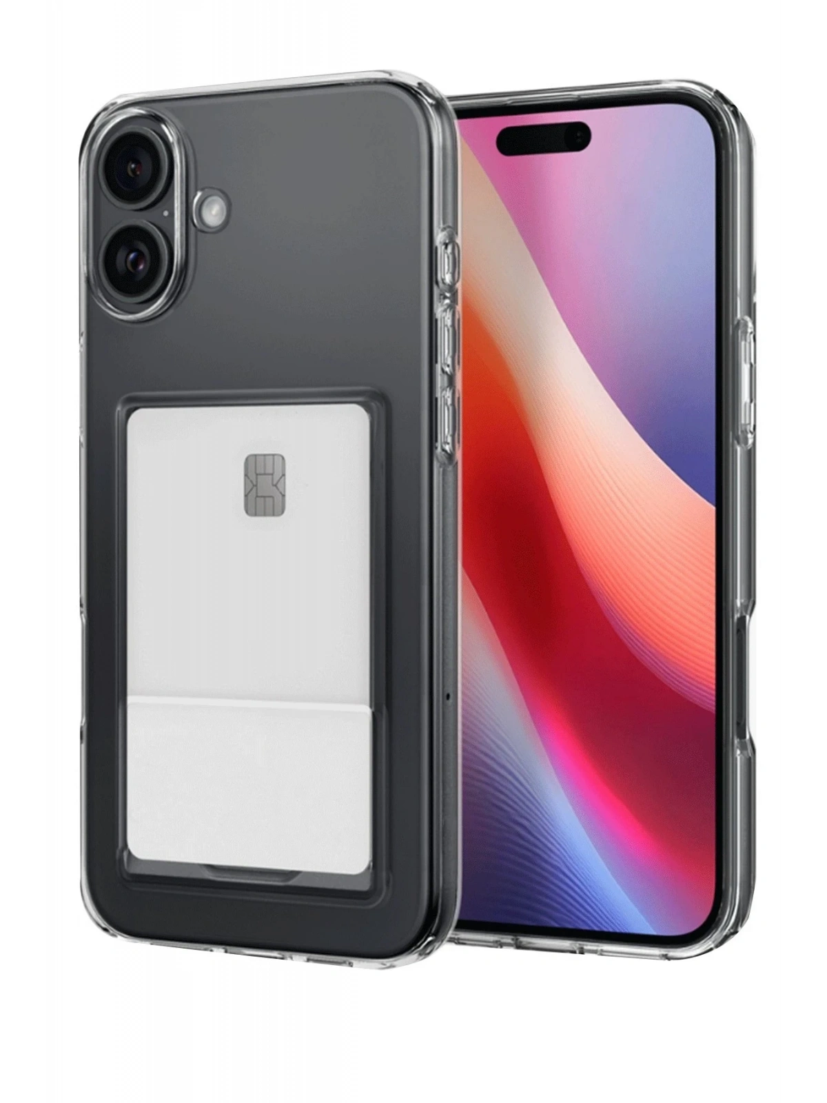 Newface Apple iPhone 16 Plus Kılıf Kart Şeffaf Silikon - Şeffaf