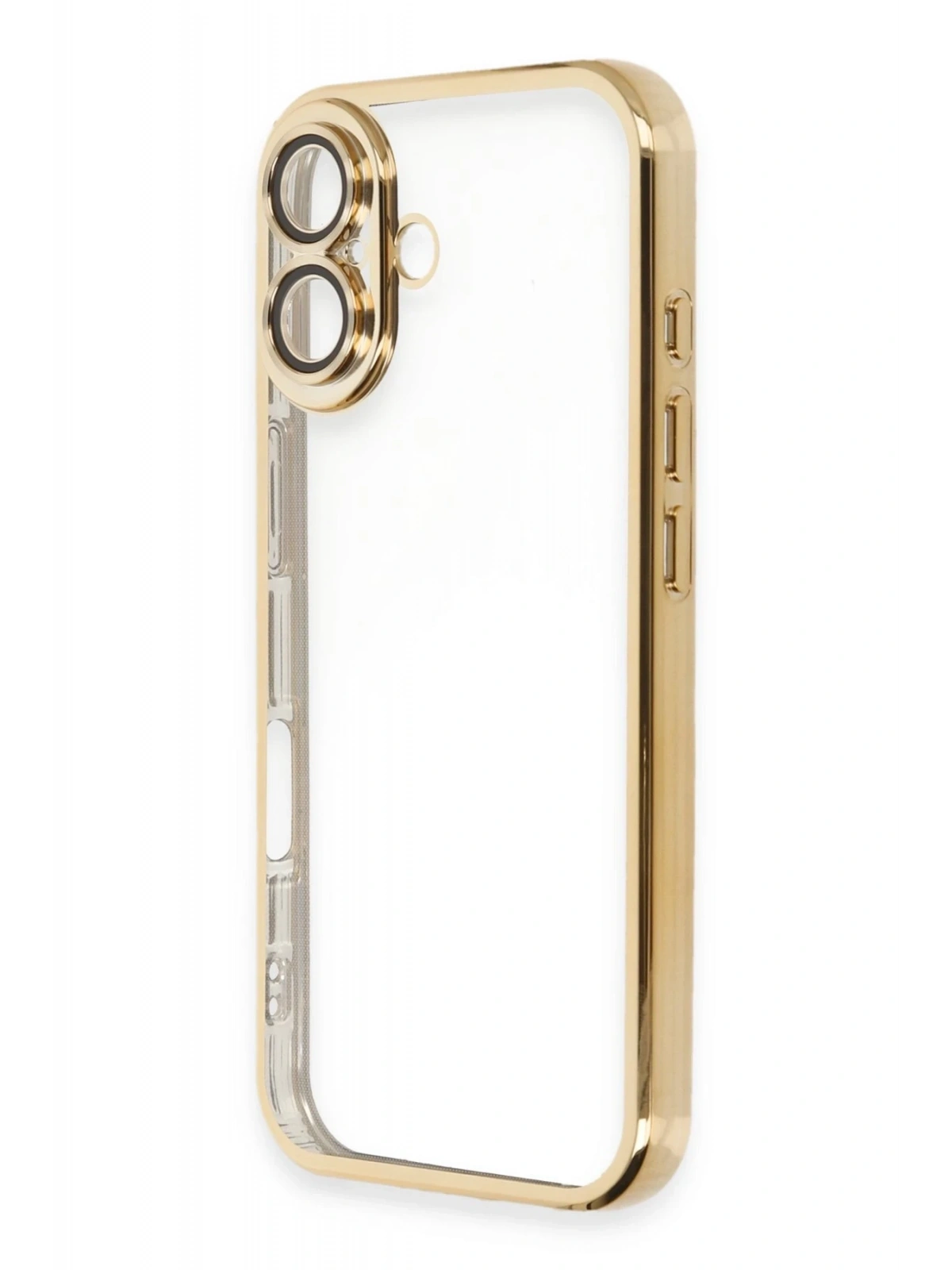 Newface Apple iPhone 16 Plus Kılıf Razer Lensli Silikon - Gold