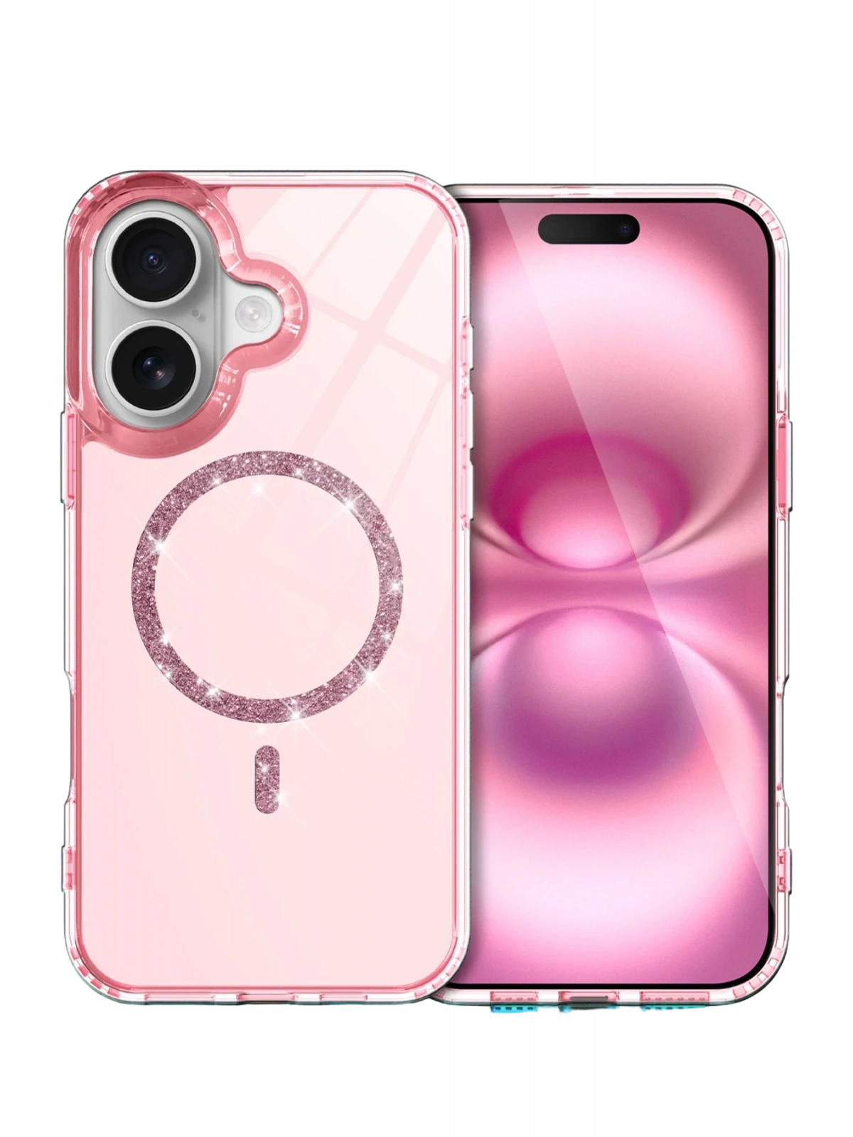Newface Apple iPhone 16 Plus Live Diamond Magsafe Kapak - Pembe