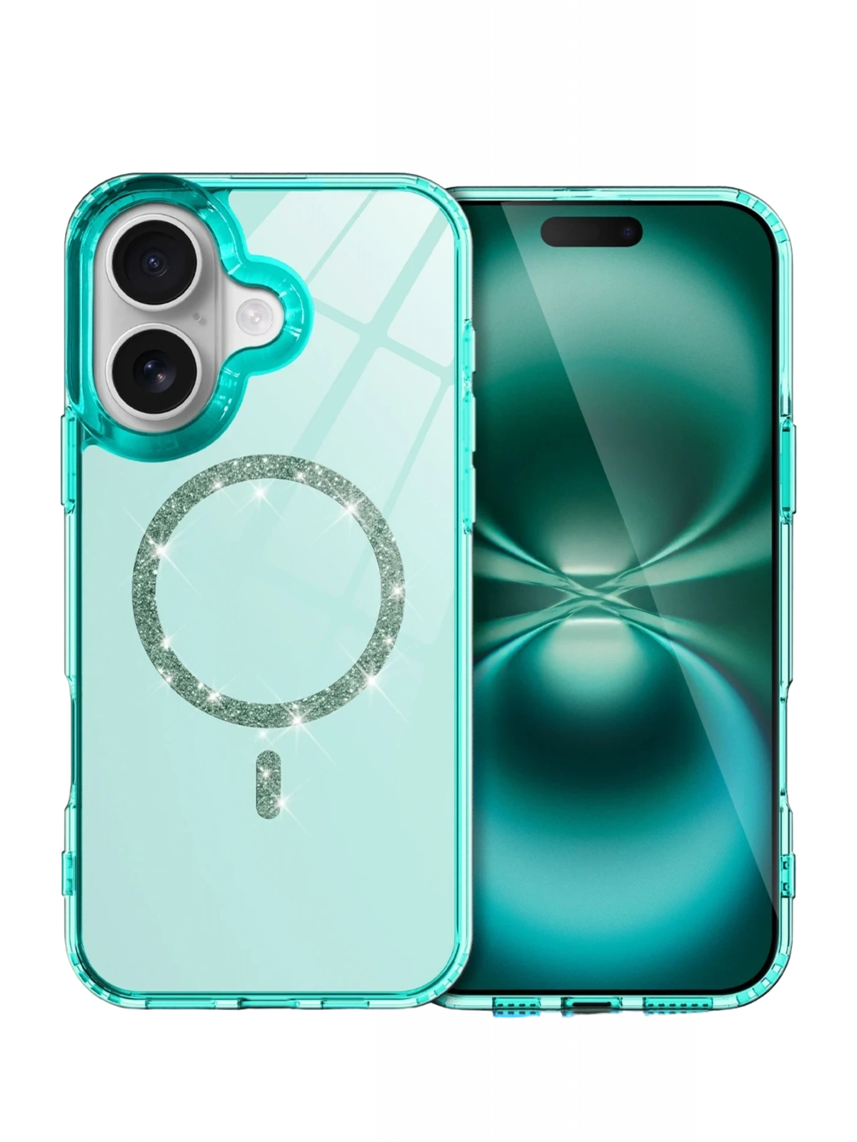 Newface Apple iPhone 16 Plus Live Diamond Magsafe Kapak - Yeşil