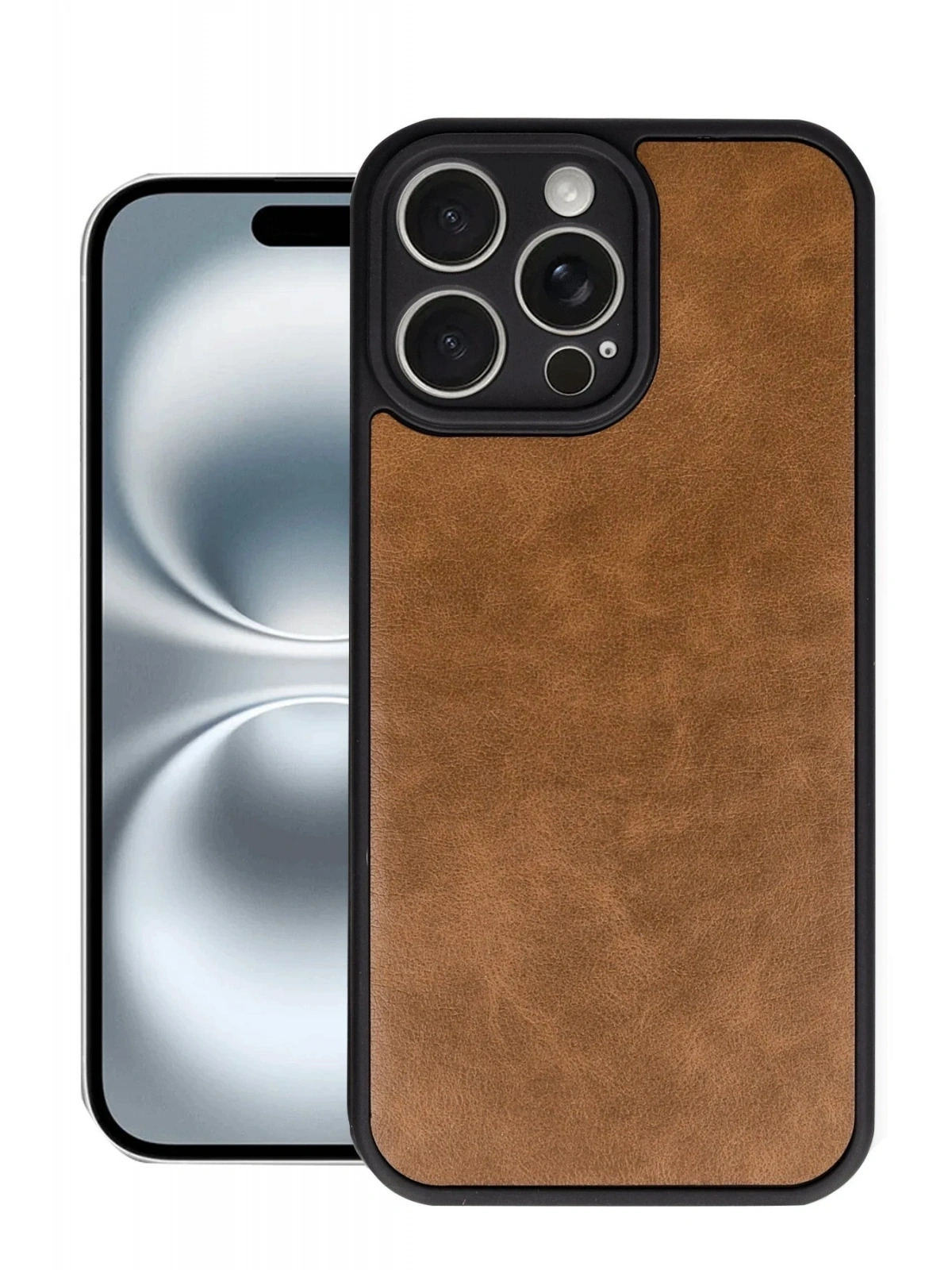 Newface Apple iPhone 16 Pro Kılıf Aras Deri Kapak - Taba