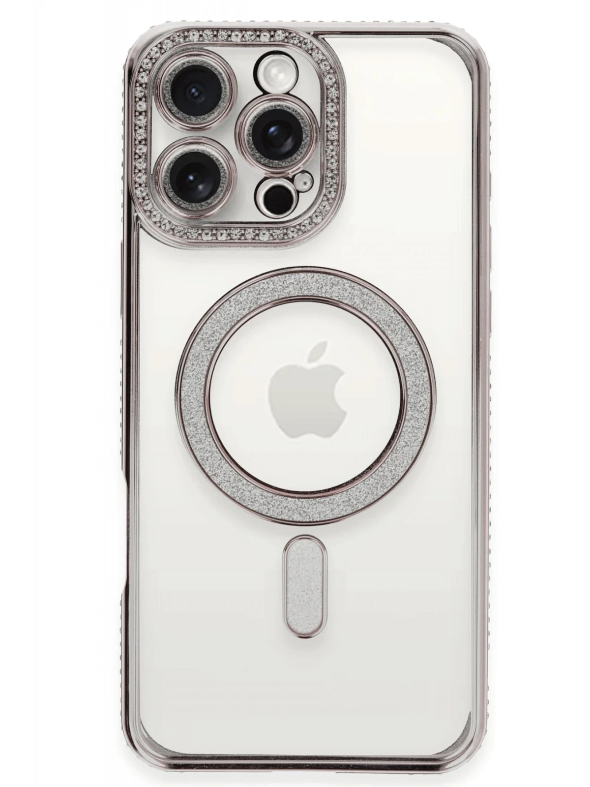 Newface Apple iPhone 16 Pro Kılıf Joke Simli Magneticsafe Kılıf - Pembe