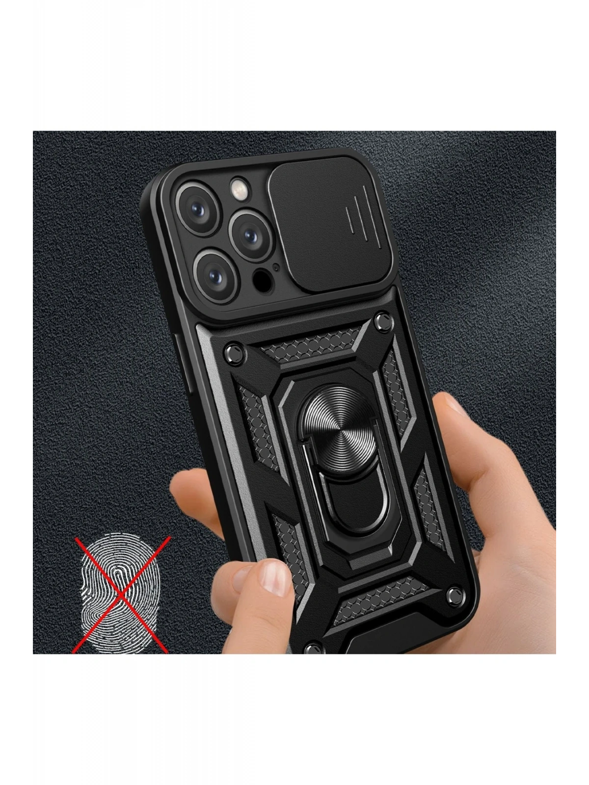 Newface Apple iPhone 16 Pro Kılıf Pars Lens Yüzüklü Silikon - Siyah