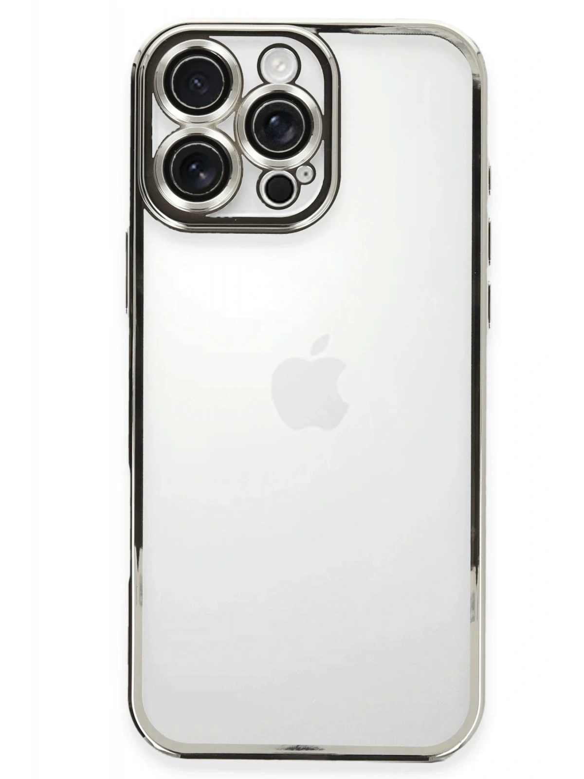 Newface Apple iPhone 16 Pro Kılıf Razer Lensli Silikon - Gümüş
