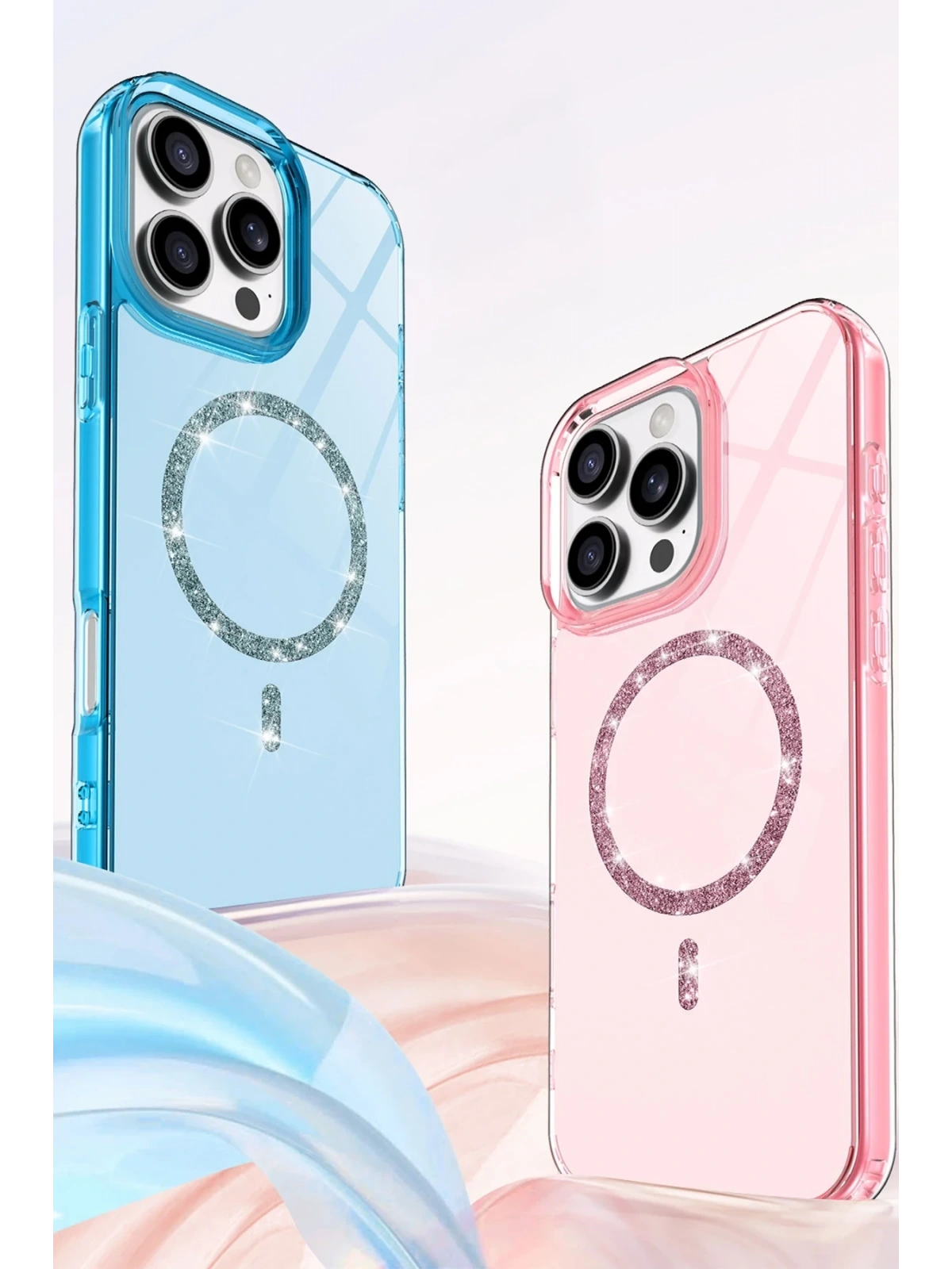 Newface Apple iPhone 16 Pro Live Diamond Magsafe Kapak - Mavi