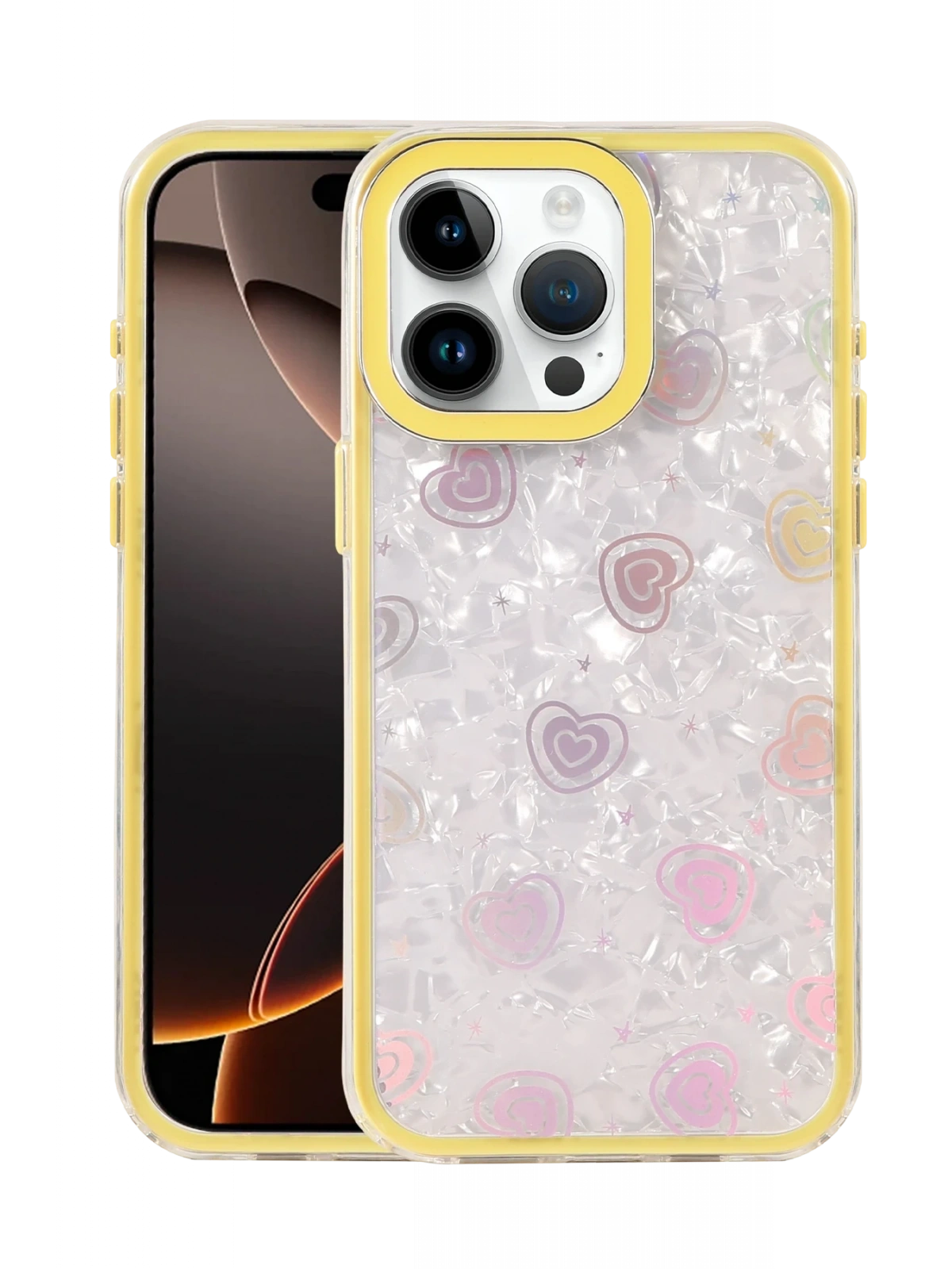 Newface Apple iPhone 16 Pro Lumi Desenli Kapak - Sarı