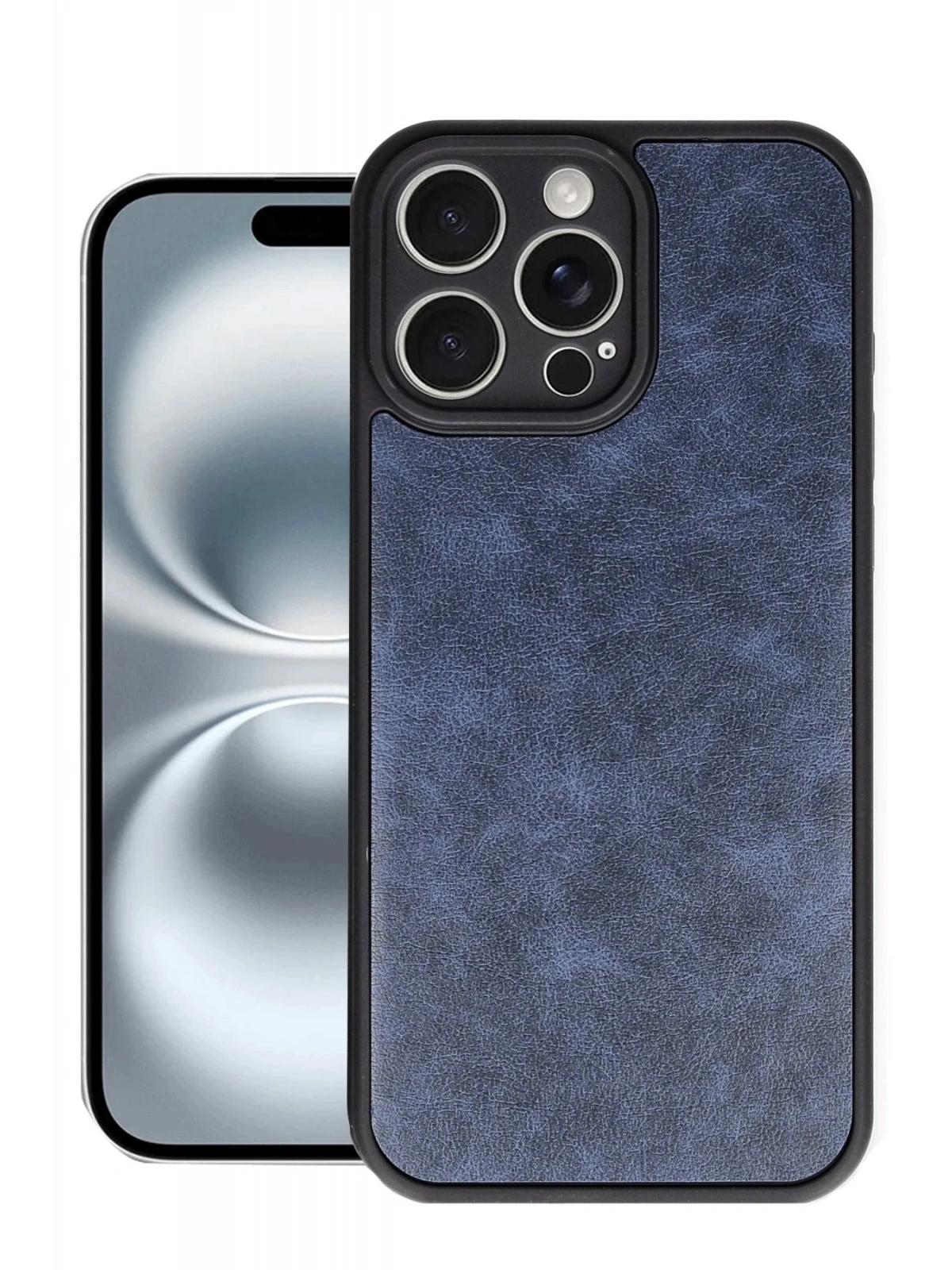 Newface Apple iPhone 16 Pro Max Kılıf Aras Deri Kapak - Lacivert