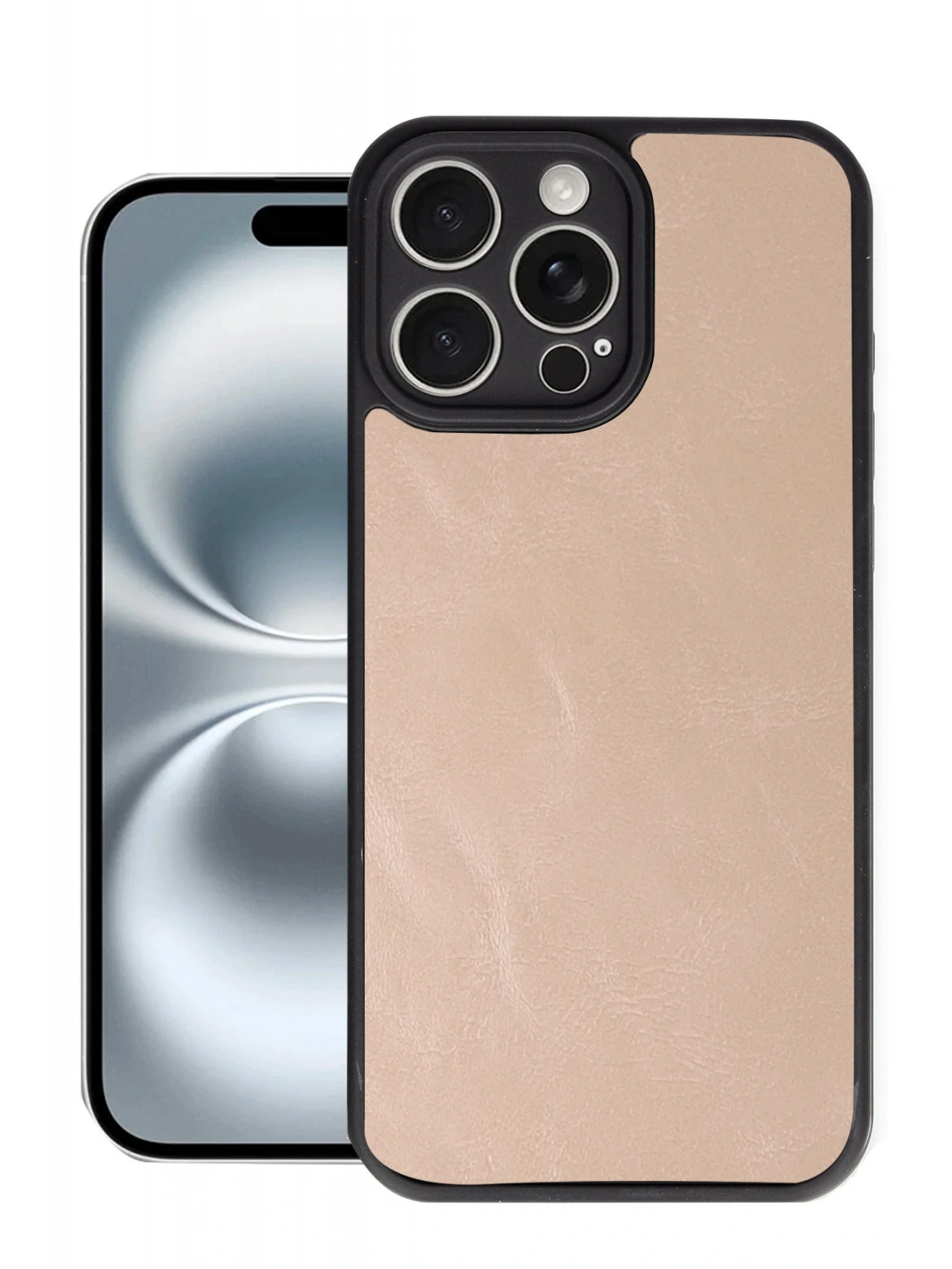 Newface Apple iPhone 16 Pro Max Kılıf Aras Deri Kapak - Pudra