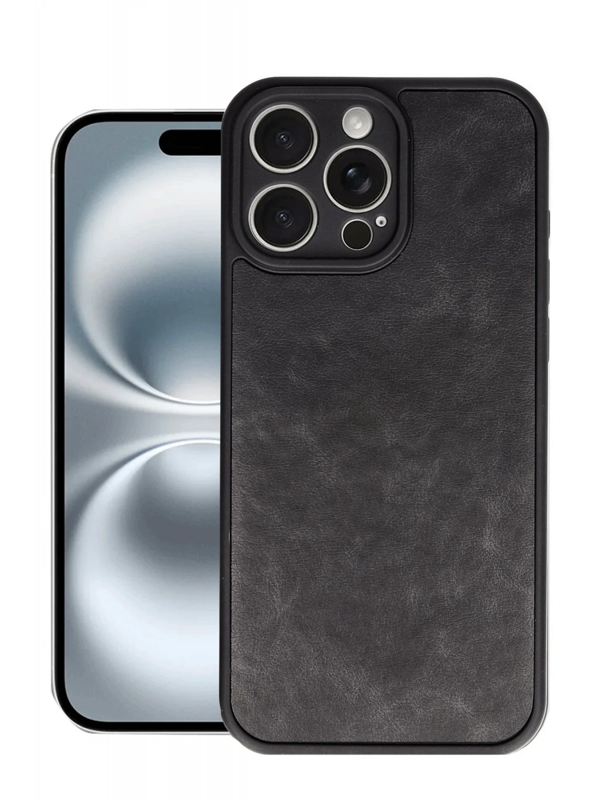 Newface Apple iPhone 16 Pro Max Kılıf Aras Deri Kapak - Siyah