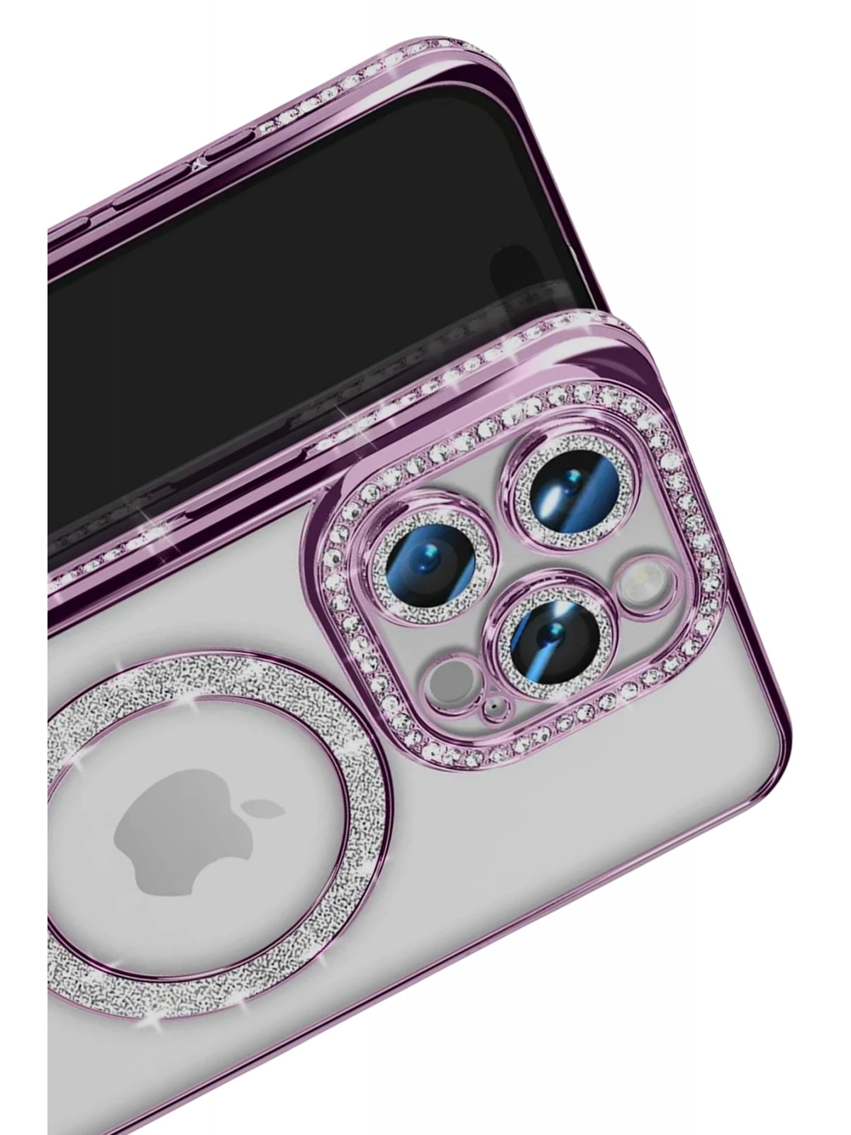 Newface Apple iPhone 16 Pro Max Kılıf Joke Simli Magneticsafe Kılıf - Derin Mor