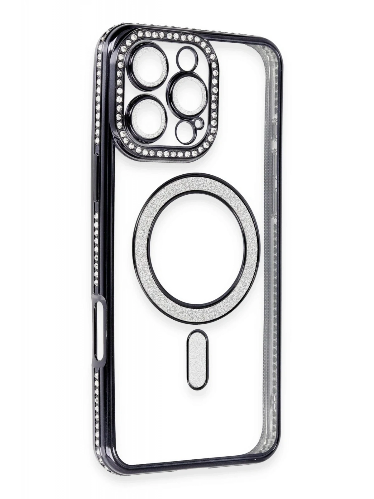 Newface Apple iPhone 16 Pro Max Kılıf Joke Simli Magneticsafe Kılıf - Gri