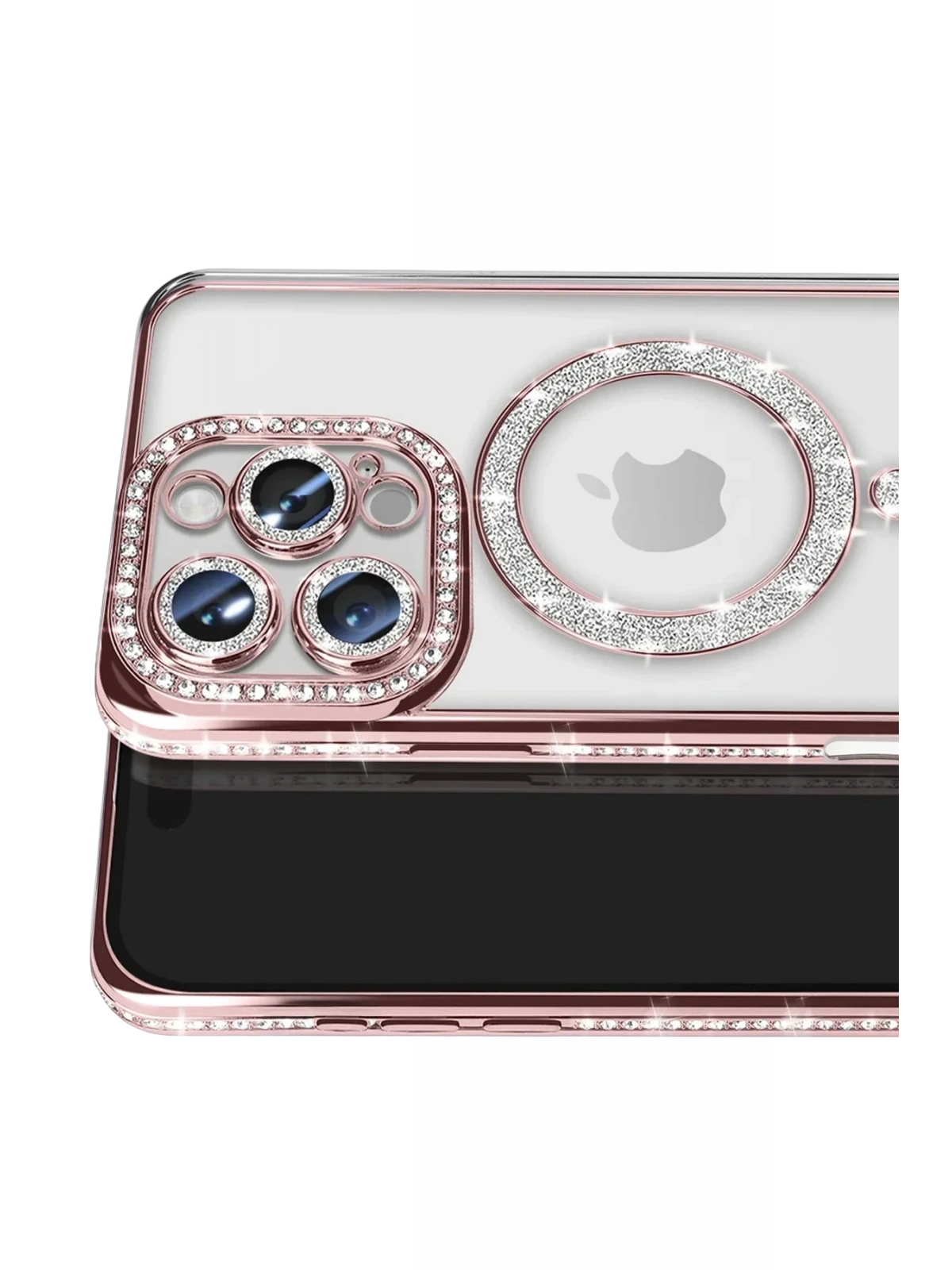 Newface Apple iPhone 16 Pro Max Kılıf Joke Simli Magneticsafe Kılıf - Pembe