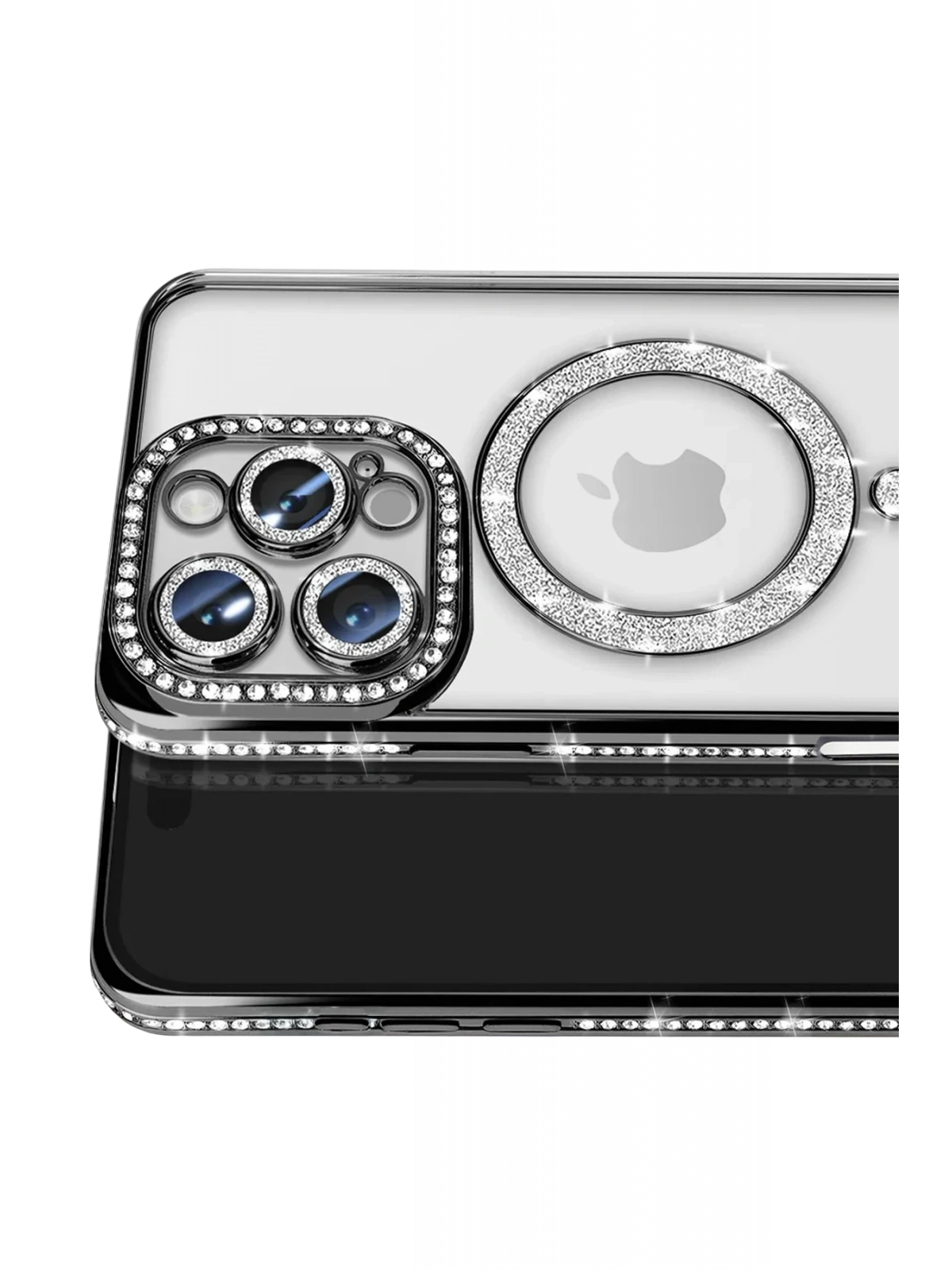 Newface Apple iPhone 16 Pro Max Kılıf Joke Simli Magneticsafe Kılıf - Siyah