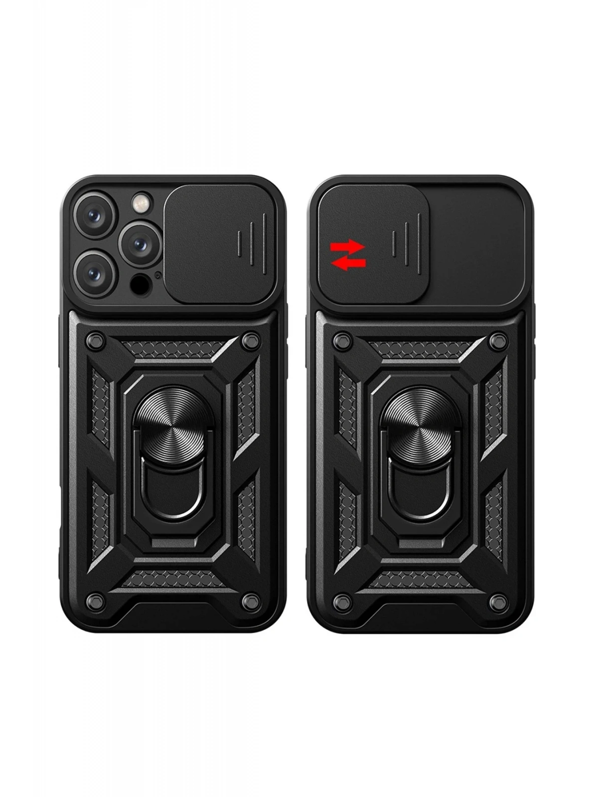 Newface Apple iPhone 16 Pro Max Kılıf Pars Lens Yüzüklü Silikon - Siyah