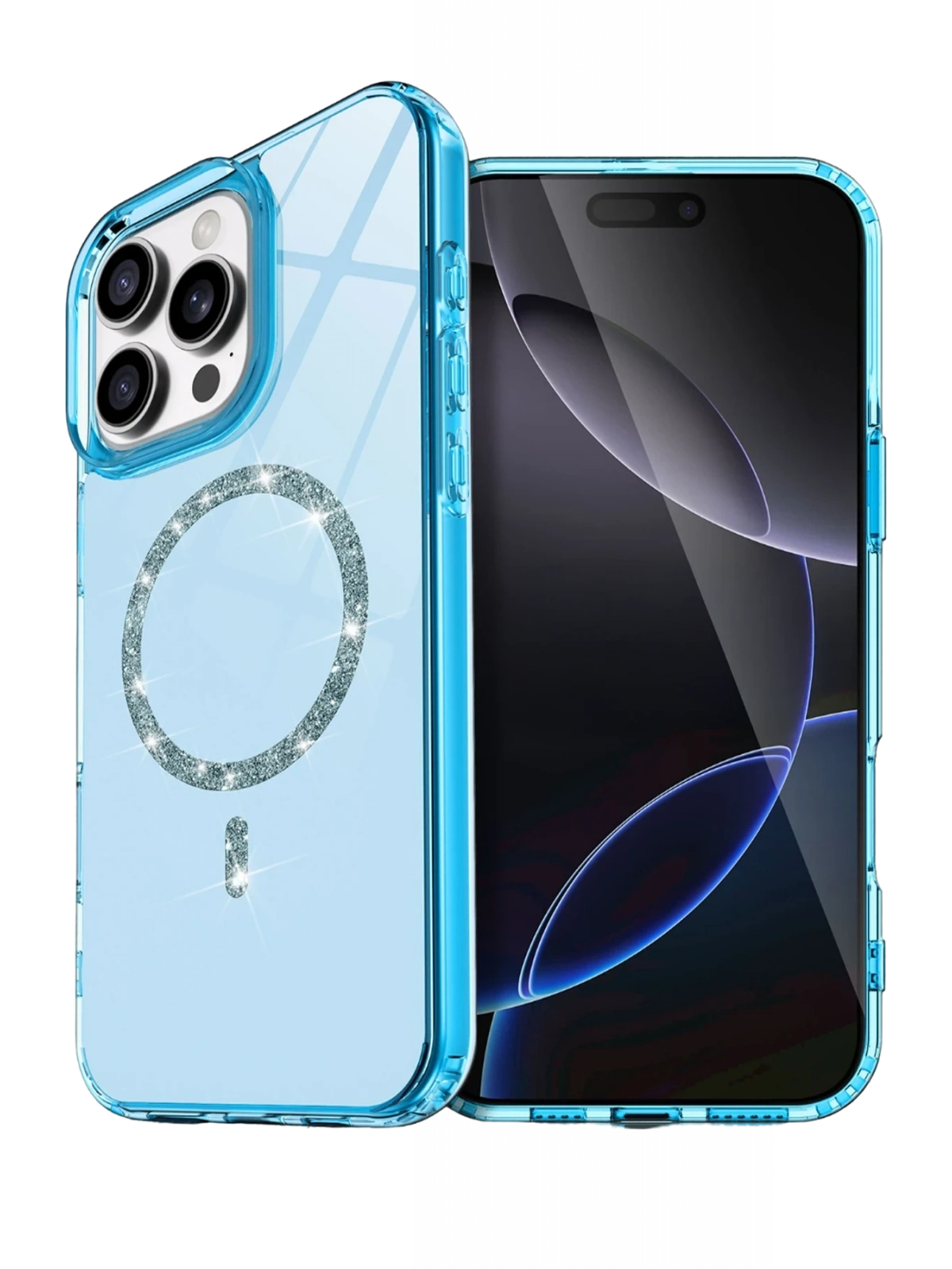 Newface Apple iPhone 16 Pro Max Live Diamond Magsafe Kapak - Mavi