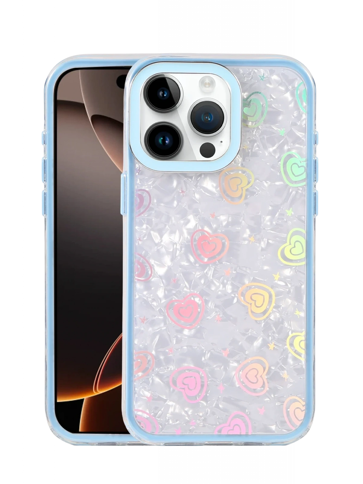 Newface Apple iPhone 16 Pro Max Lumi Desenli Kapak - Mavi