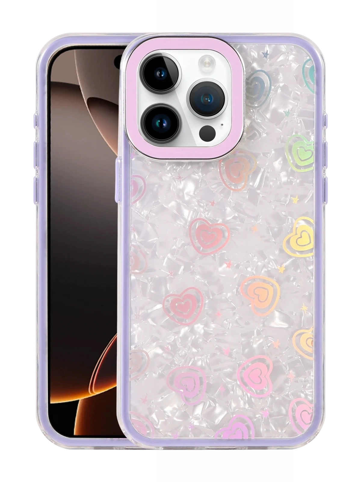 Newface Apple iPhone 16 Pro Max Lumi Desenli Kapak - Mor