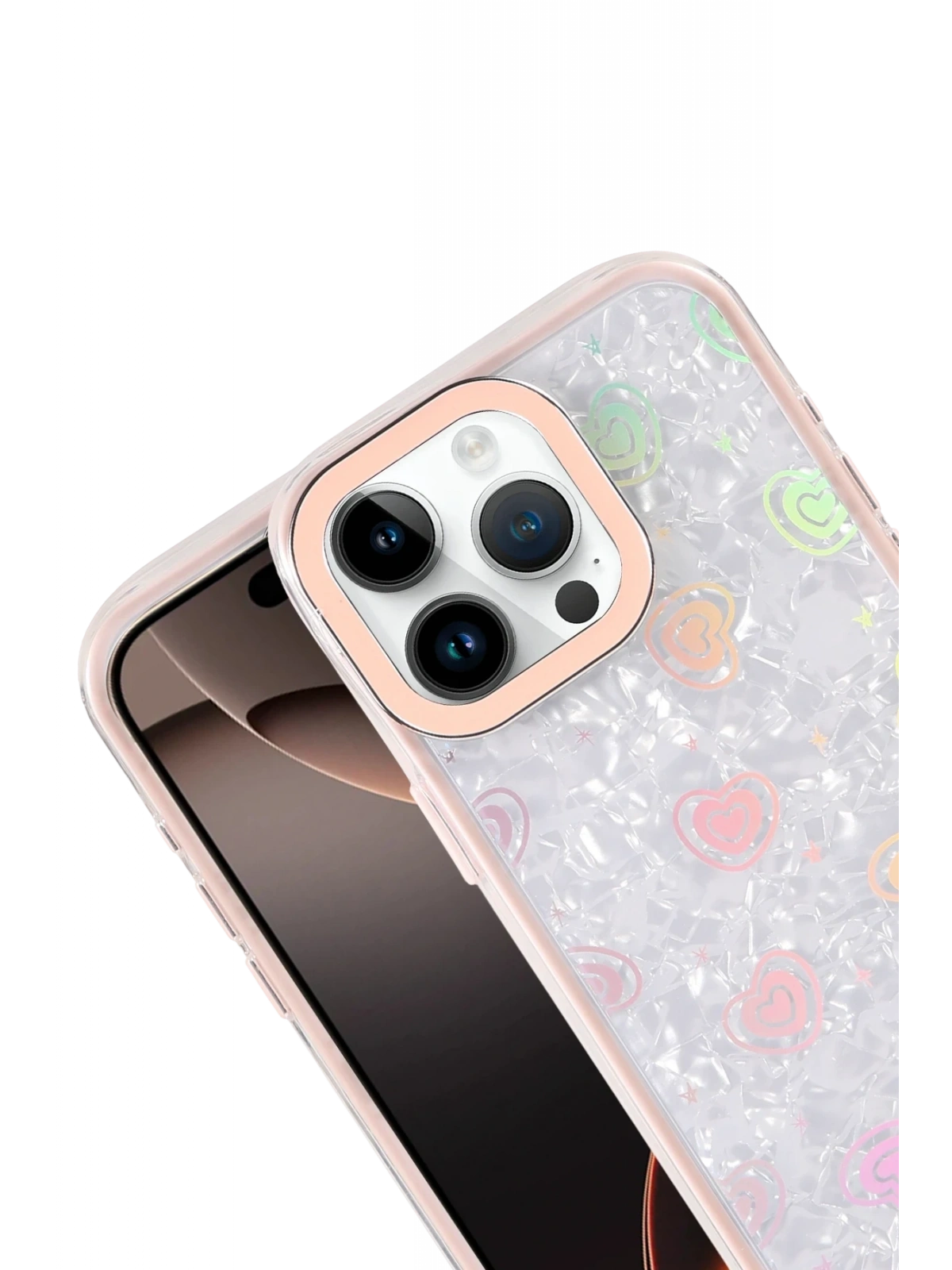 Newface Apple iPhone 16 Pro Max Lumi Desenli Kapak - Pembe