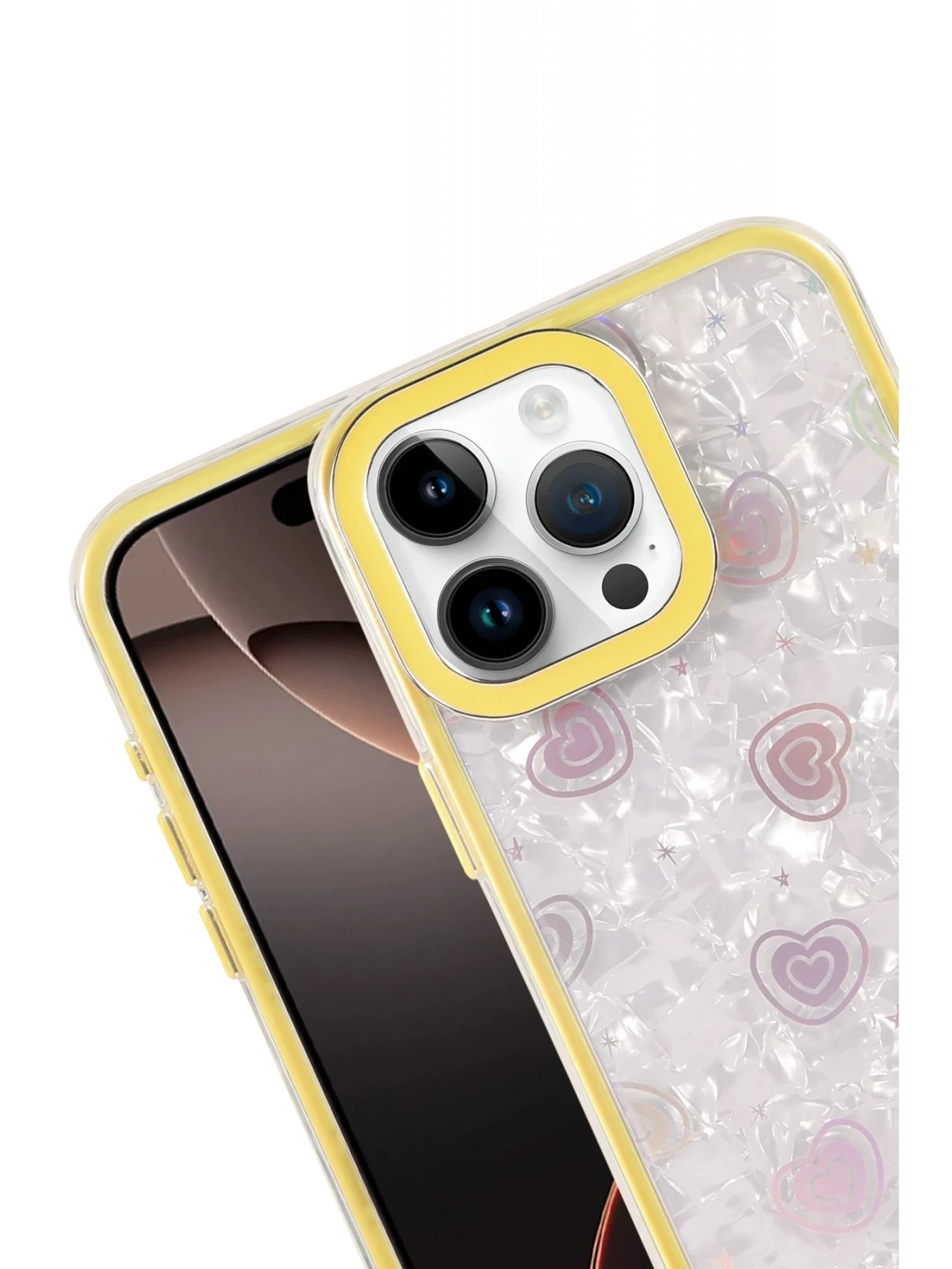 Newface Apple iPhone 16 Pro Max Lumi Desenli Kapak - Sarı