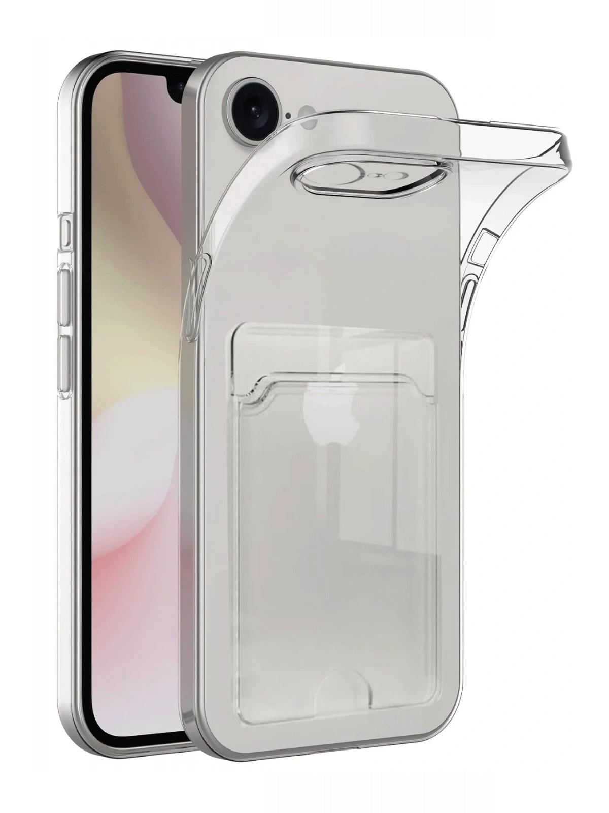 Newface Apple iPhone 16E Kılıf Kart Şeffaf Silikon - Şeffaf