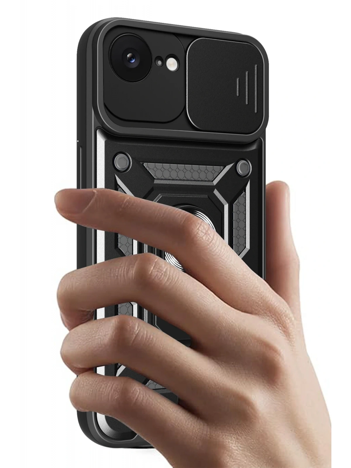 Newface Apple iPhone 16E Kılıf Pars Lens Yüzüklü Silikon - Kırmızı