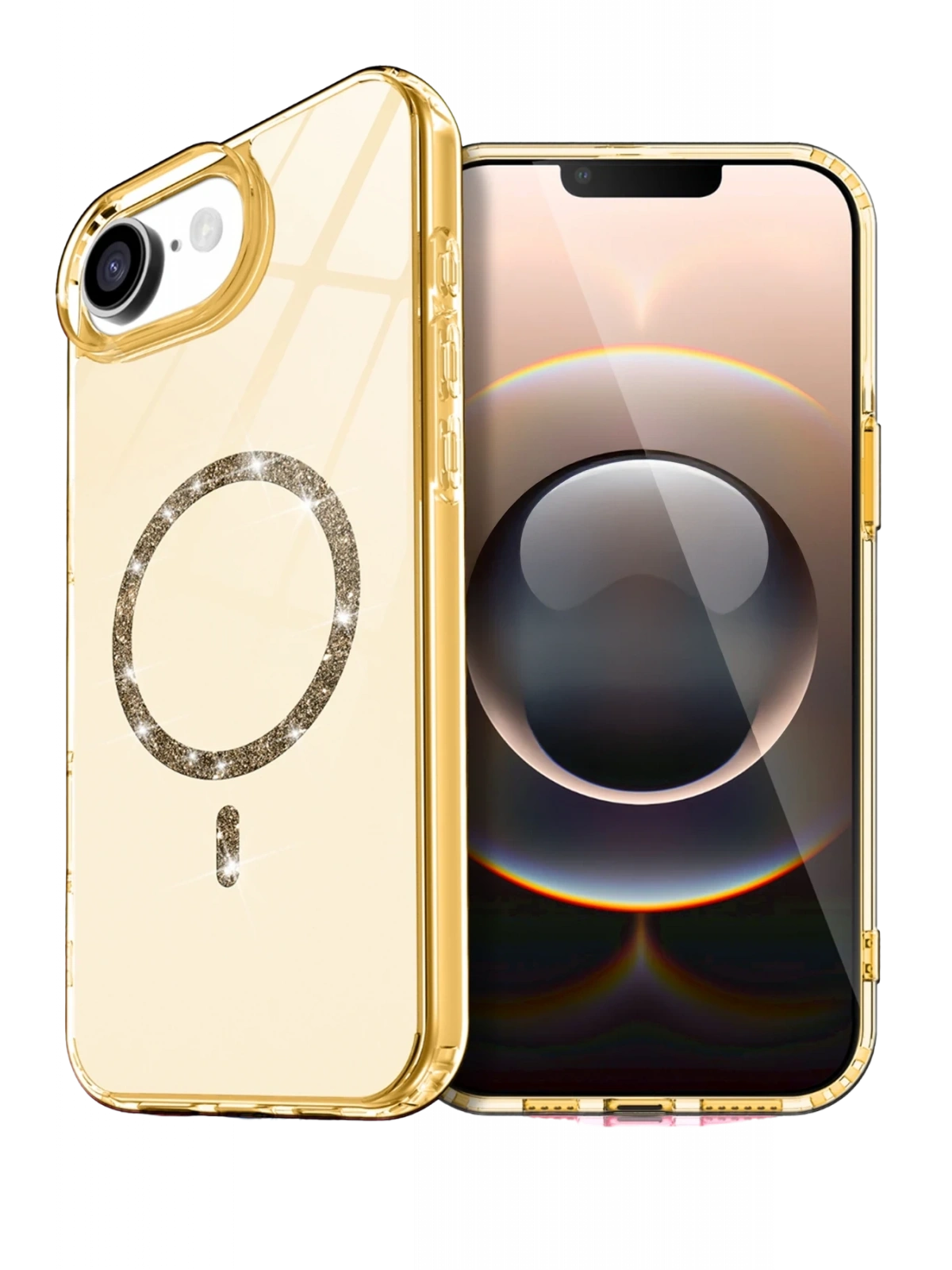 Newface Apple iPhone 16E Live Diamond Magsafe Kapak - Sarı