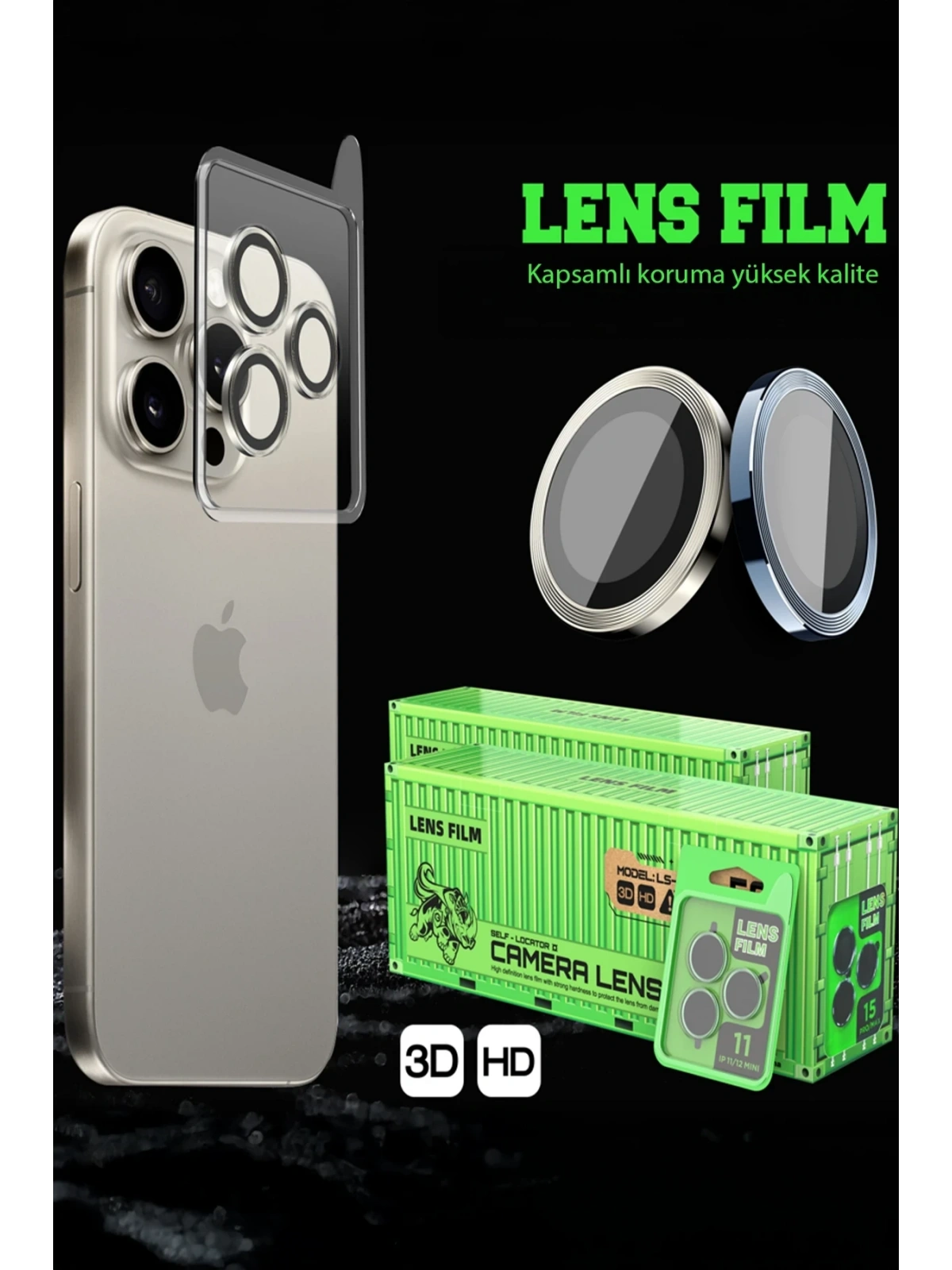 Newface Apple iPhone 16E Raze Metal Kamera Lens - Siyah