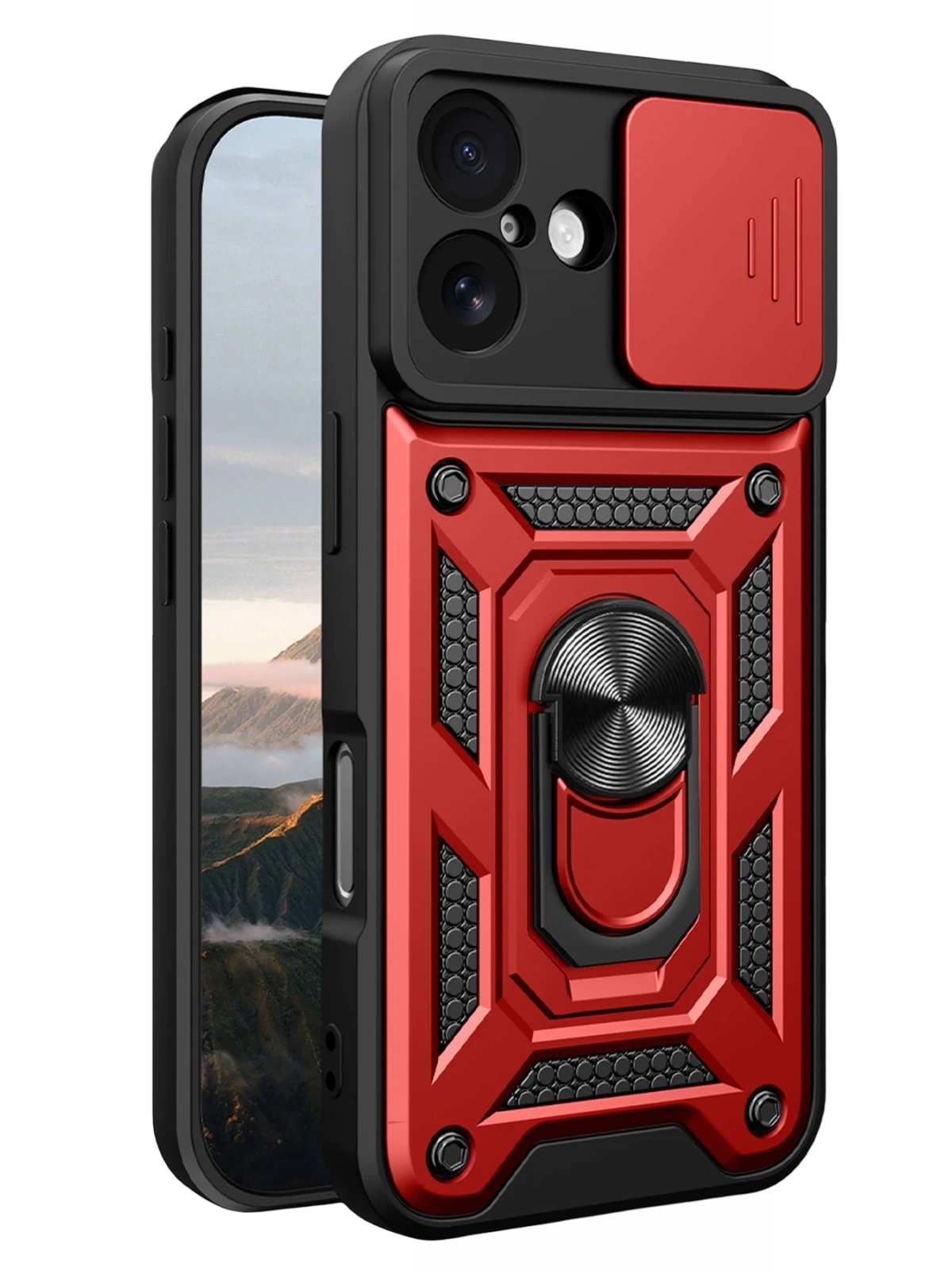 Newface Apple iPhone 17 Pars Lens Yüzüklü Silikon - Kırmızı